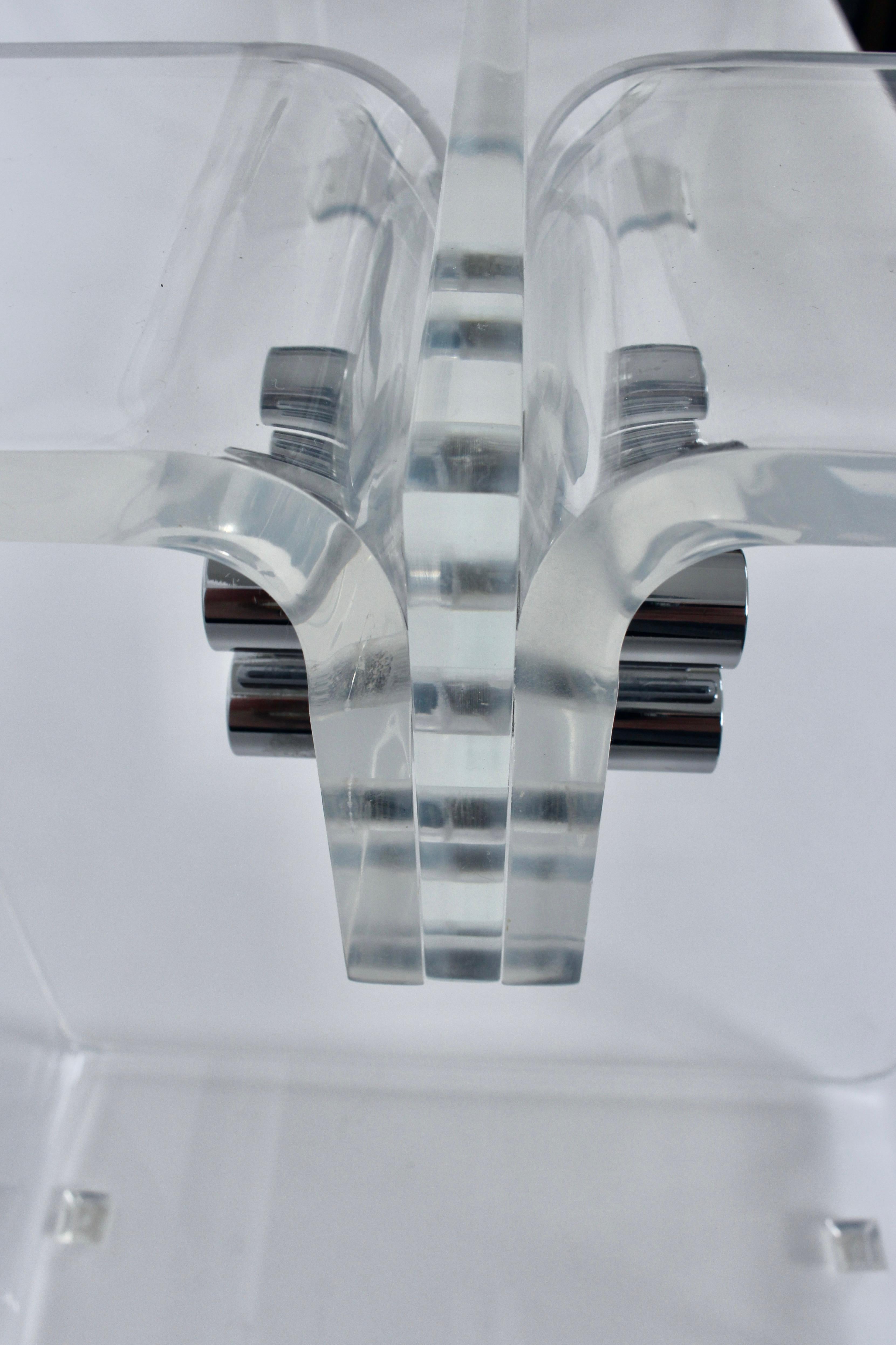 Neal Small Table basse en blocs de lucite transparente avec plateau en verre, années 1970 en vente 9