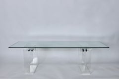 Neal Small Clear Lucite Block Coffee Table with Glass Top, 1970's