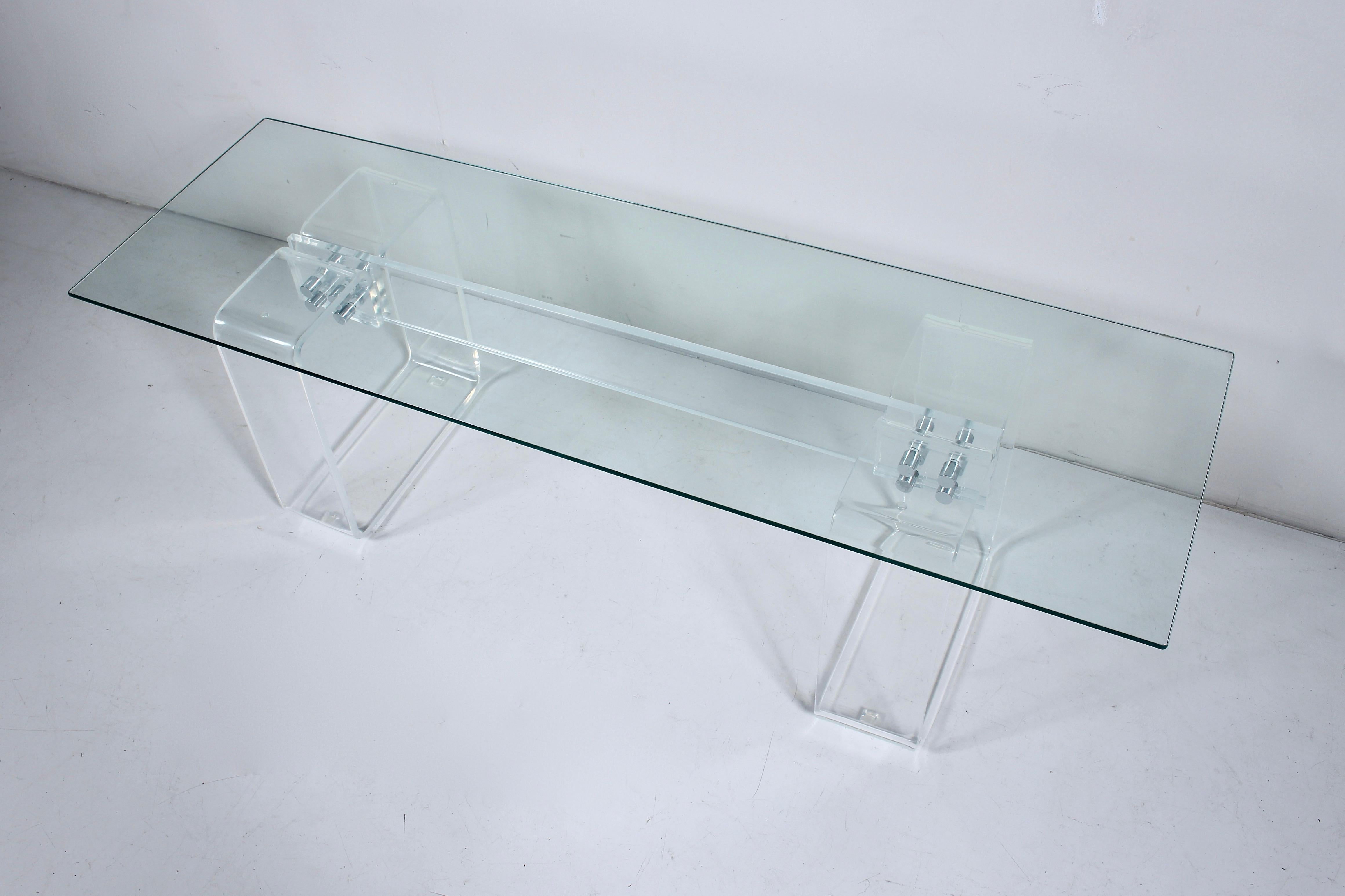 Neal Small Table basse en blocs de lucite transparente avec plateau en verre, années 1970 Bon état - En vente à Bainbridge, NY