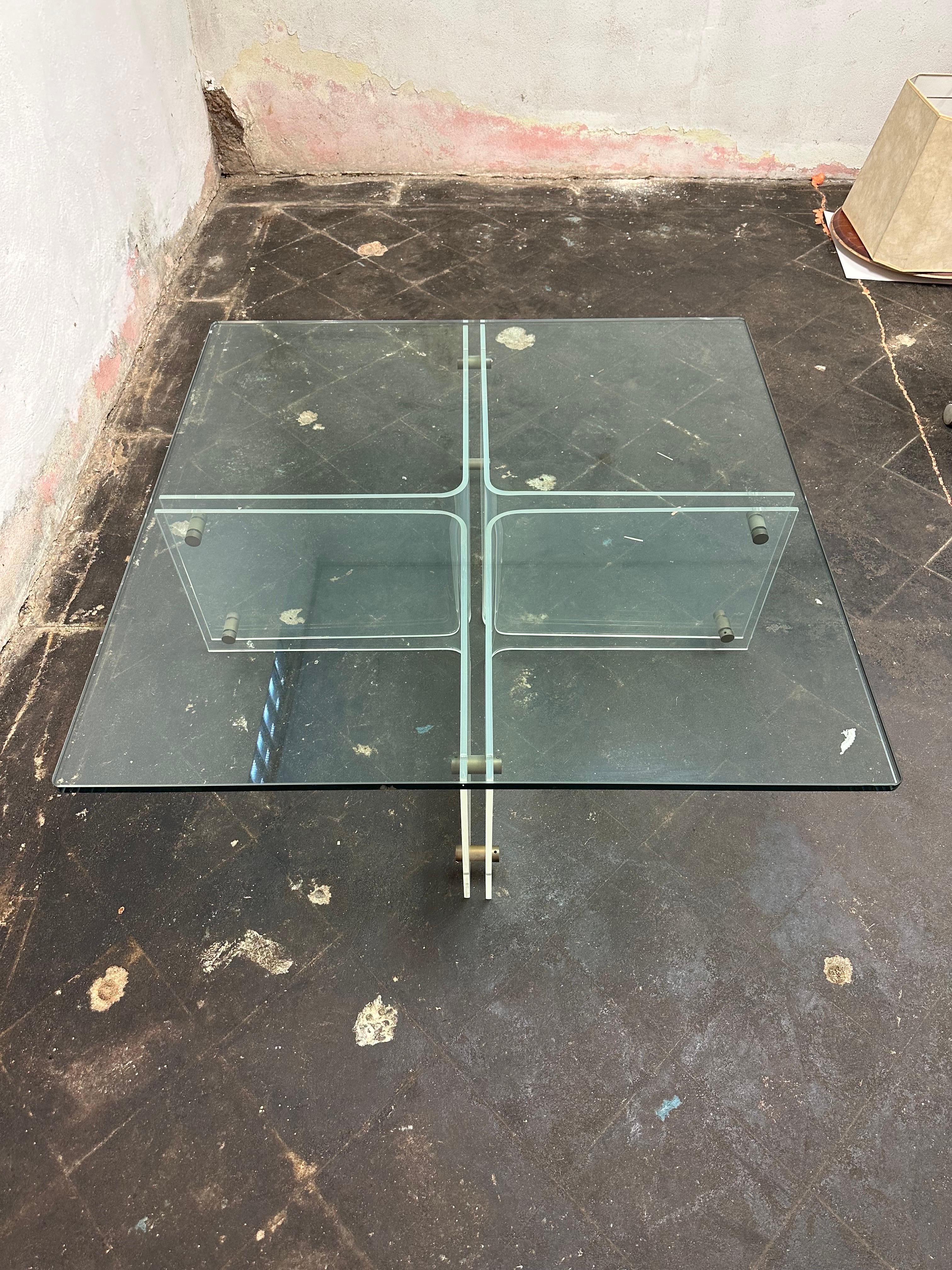 American Neal Small Coffee Table with Lucite Base For Sale