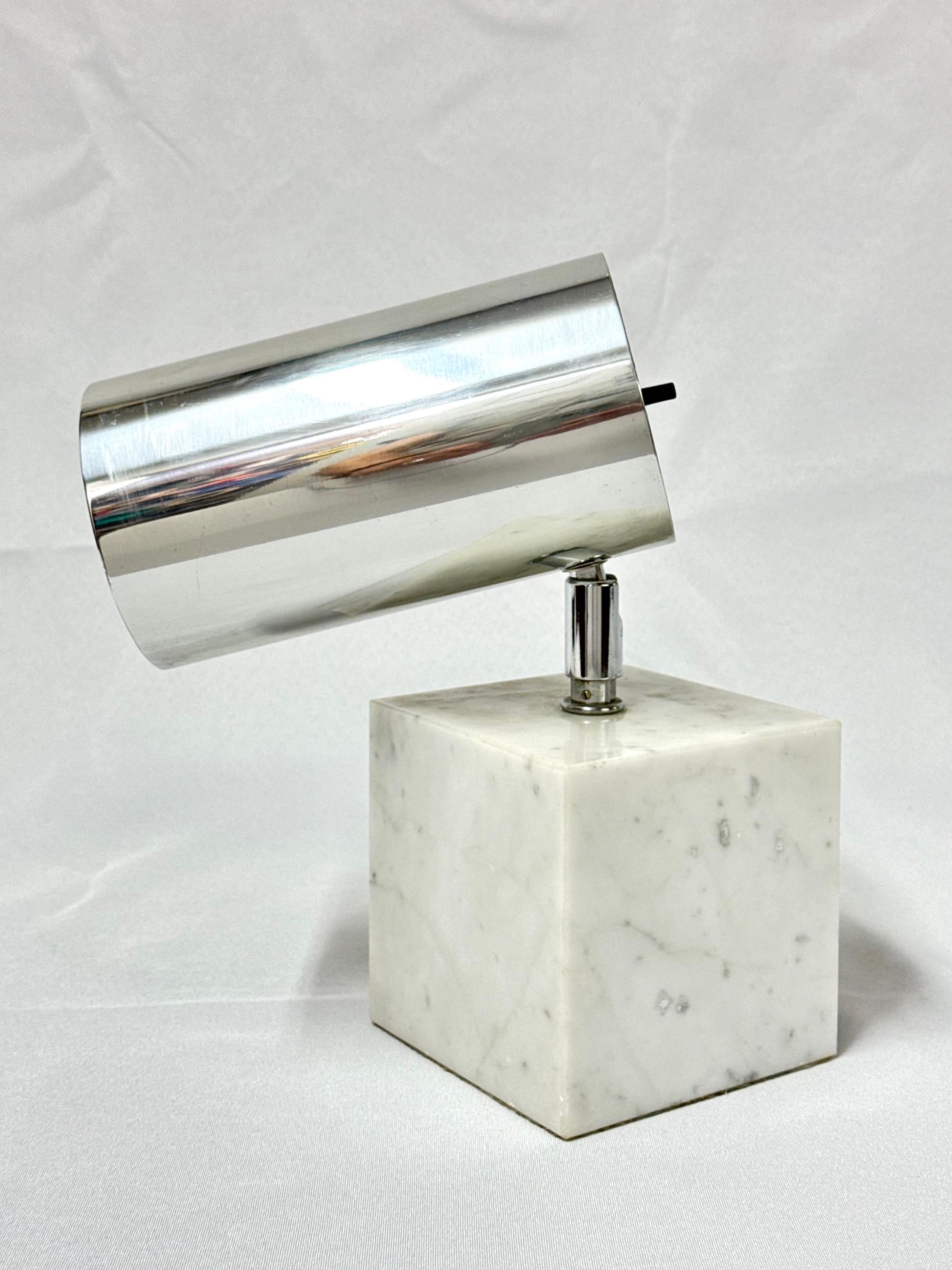 Mid-Century Modern Neal Small for Koch & Lowy Chrome and Marble Spotlight Table Lamp For Sale