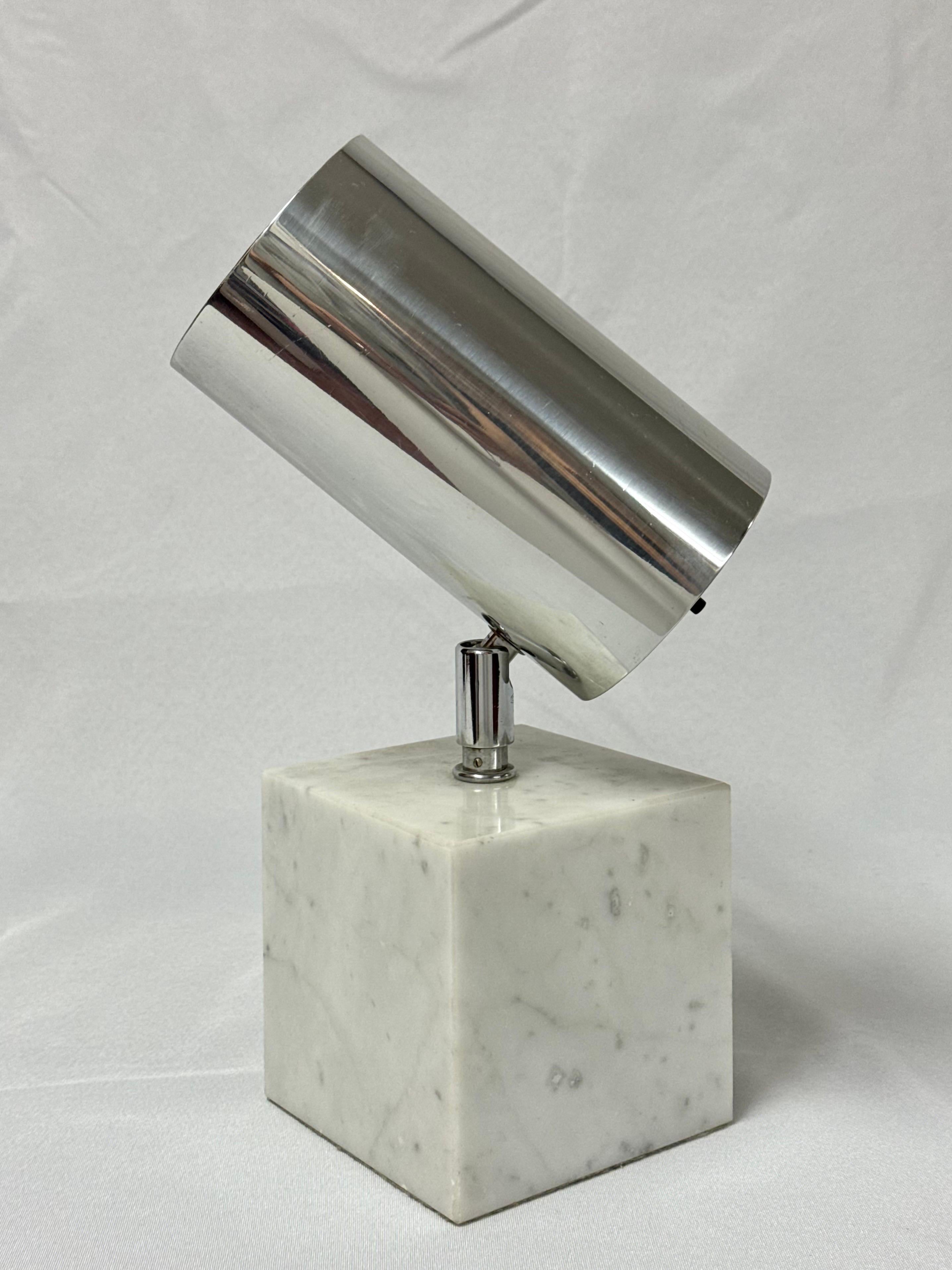 American Neal Small for Koch & Lowy Chrome and Marble Spotlight Table Lamp For Sale