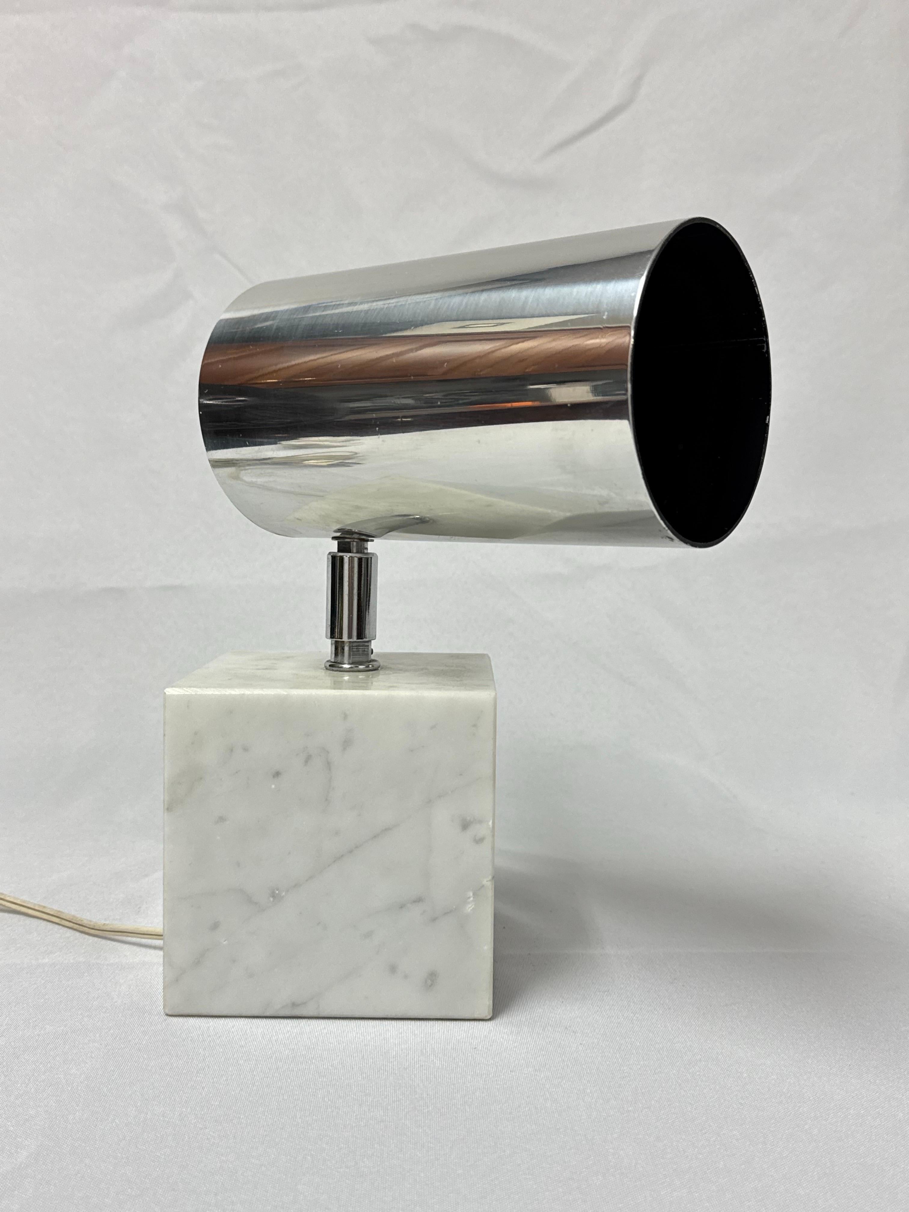 Neal Small for Koch & Lowy Chrome and Marble Spotlight Table Lamp For Sale 1