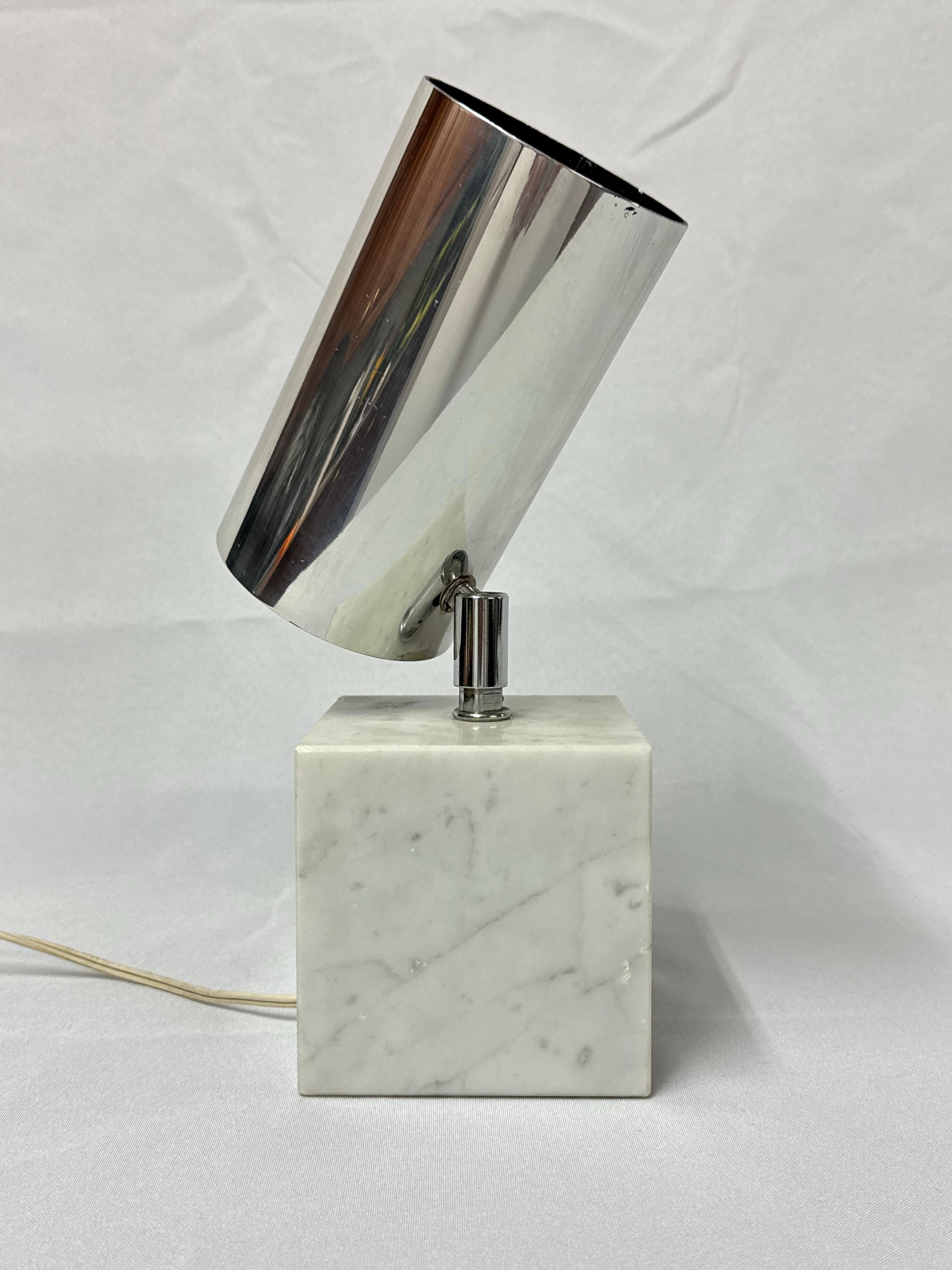 Neal Small for Koch & Lowy Chrome and Marble Spotlight Table Lamp For Sale 2