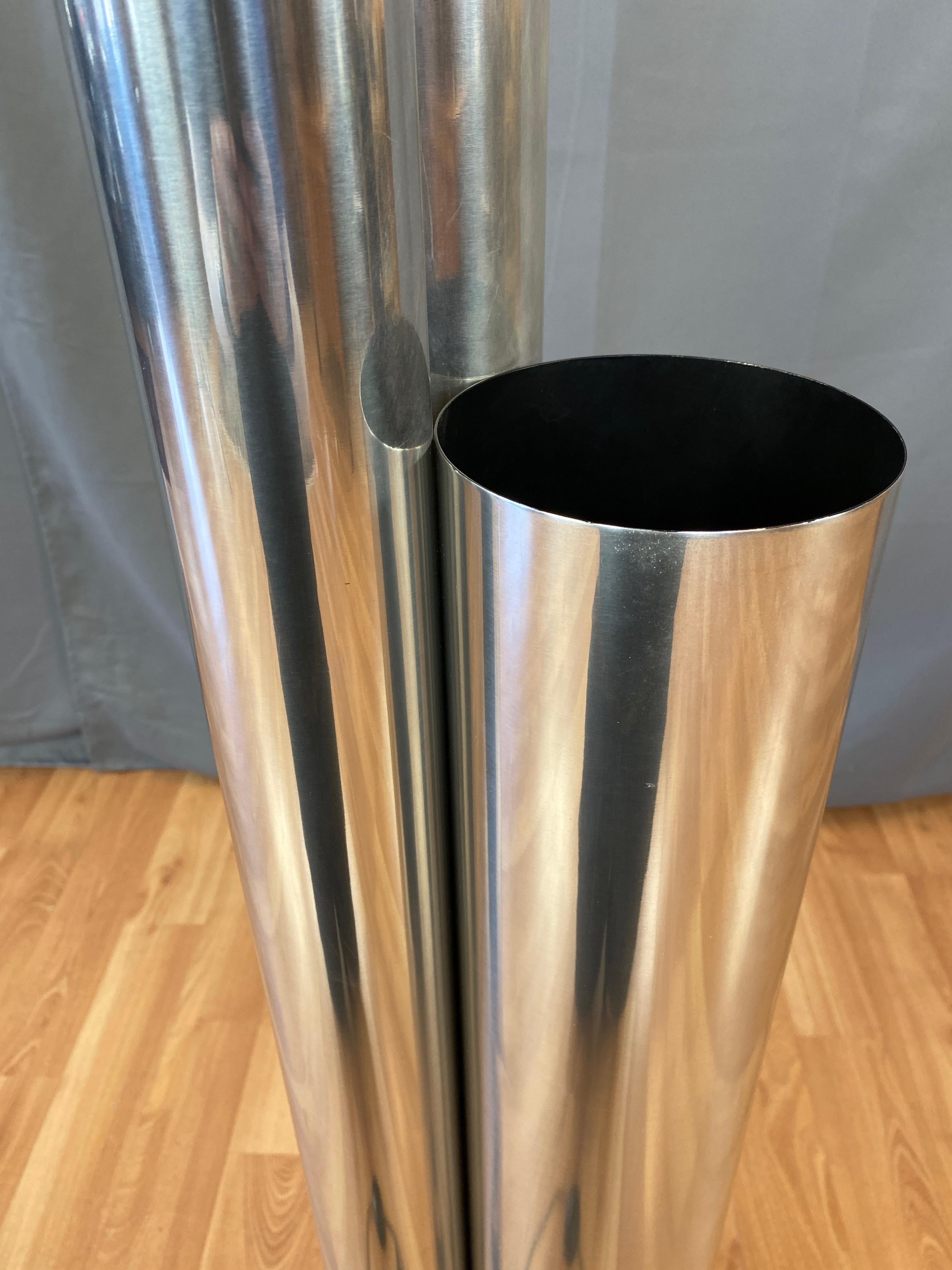 Neal Small for Koch & Lowy Tubular Polished Aluminum Floor Lamp, 1970s 4
