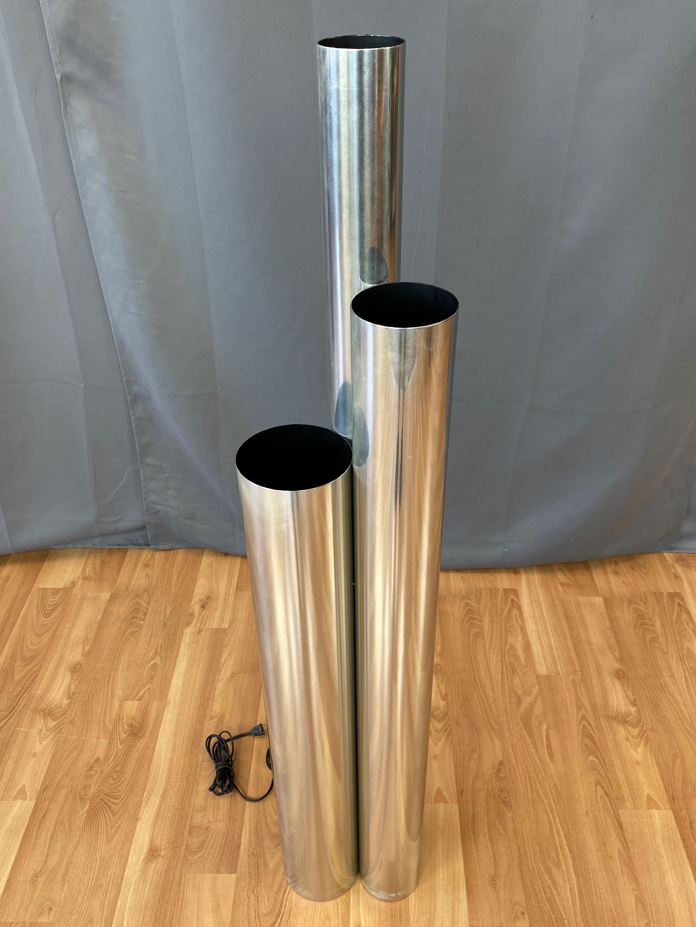Late 20th Century Neal Small for Koch & Lowy Tubular Polished Aluminum Floor Lamp, 1970s