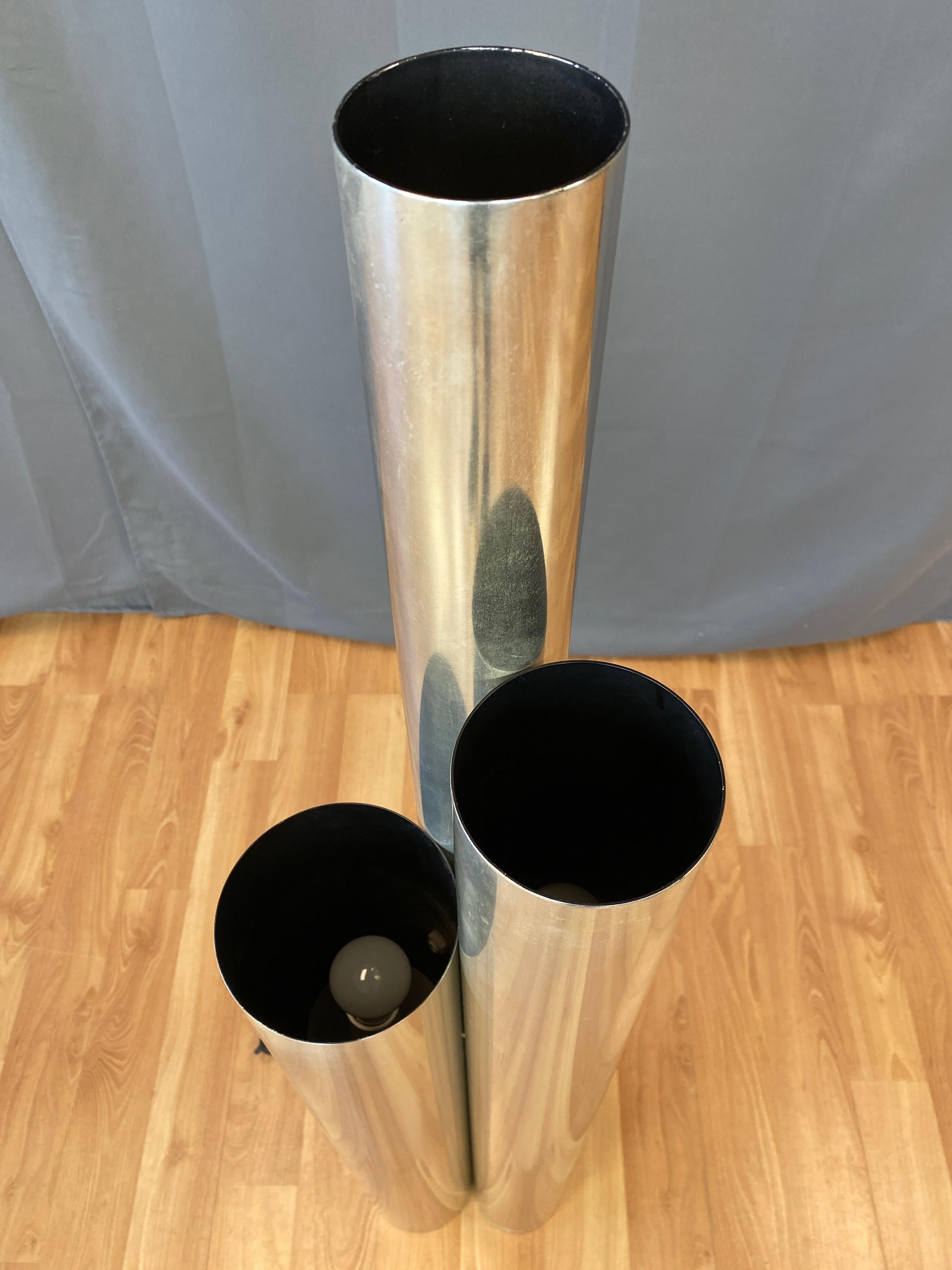 Neal Small for Koch & Lowy Tubular Polished Aluminum Floor Lamp, 1970s 1