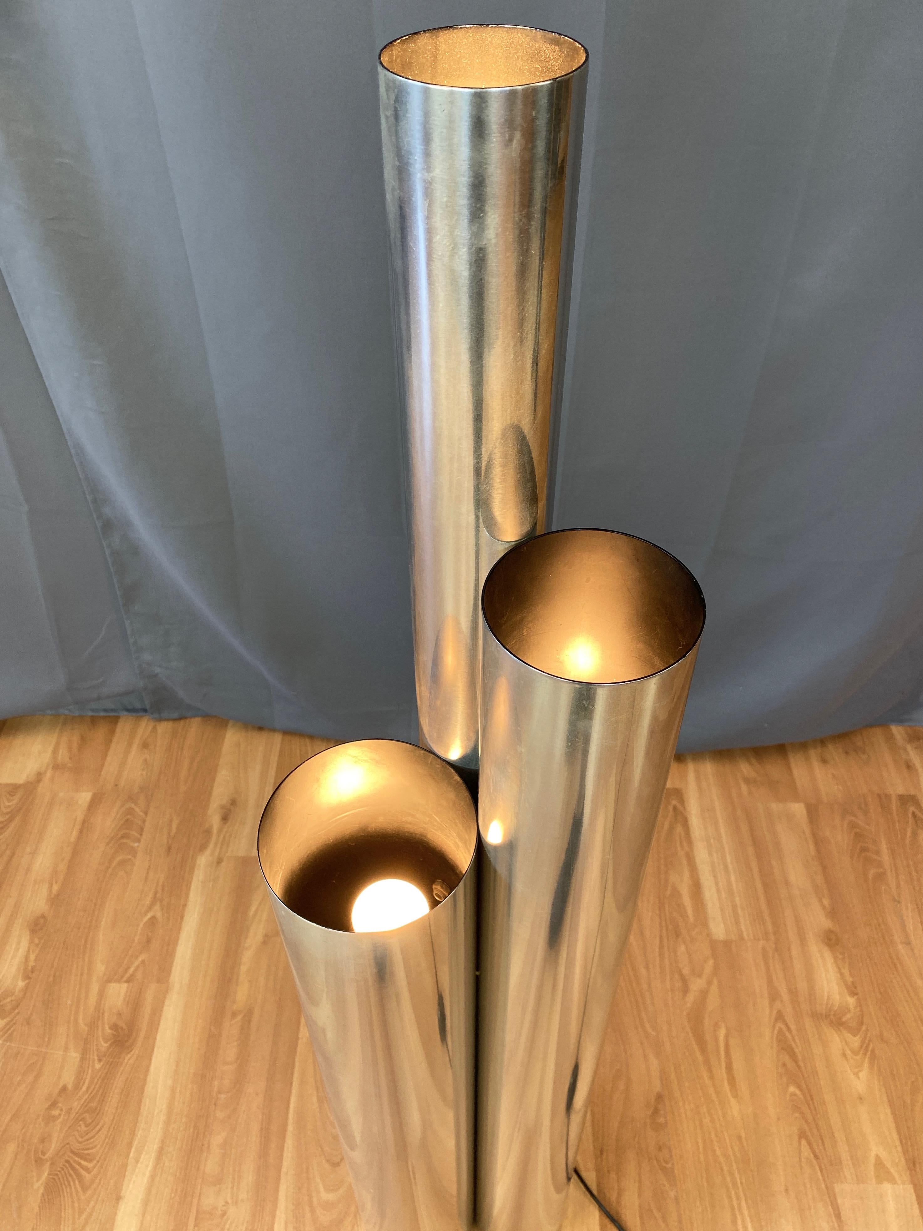 Neal Small for Koch & Lowy Tubular Polished Aluminum Floor Lamp, 1970s 2