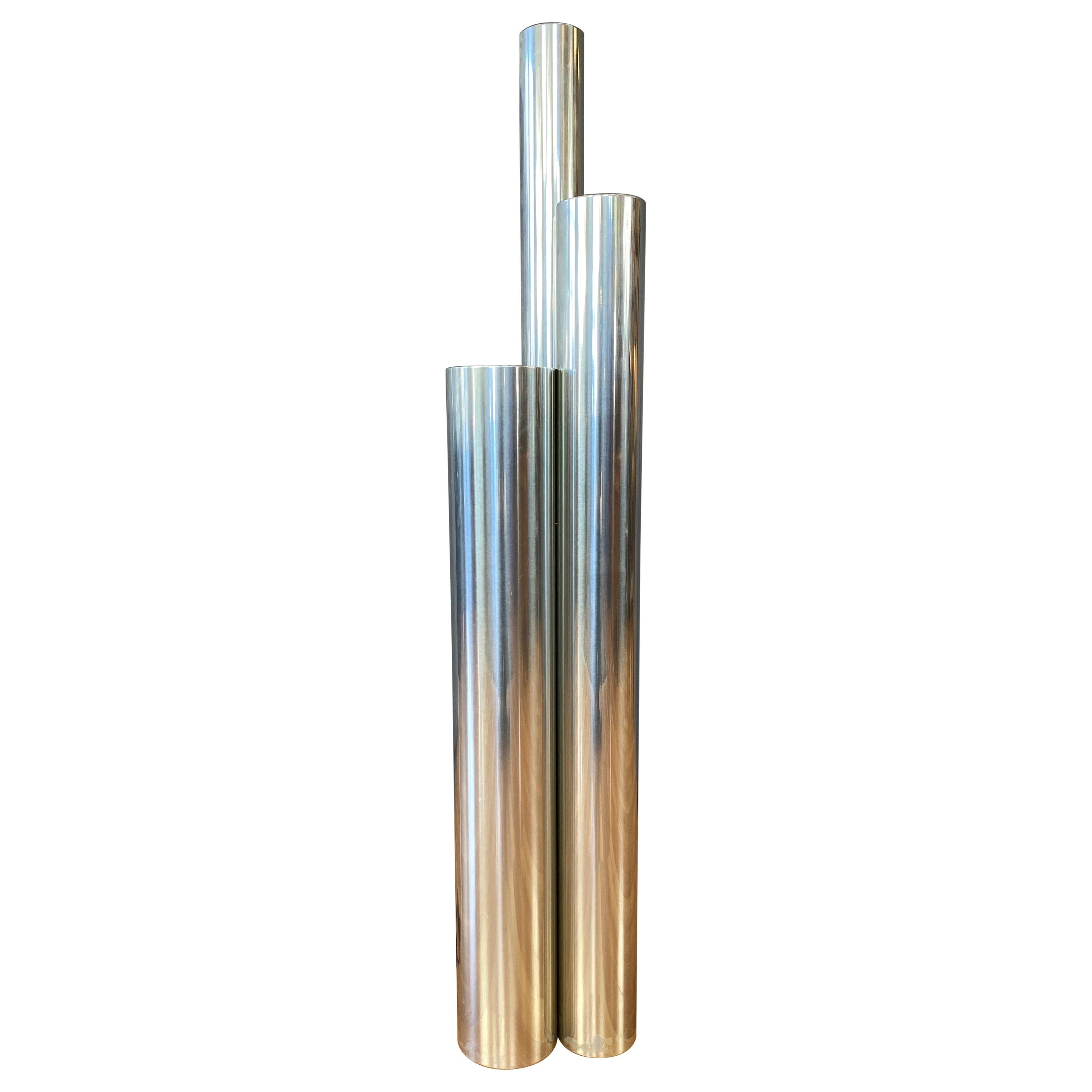 Neal Small for Koch & Lowy Tubular Polished Aluminum Floor Lamp, 1970s