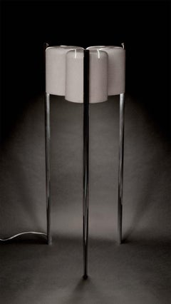 Neal Small for Nessen attributed tripod floor lamp with three shades, space age