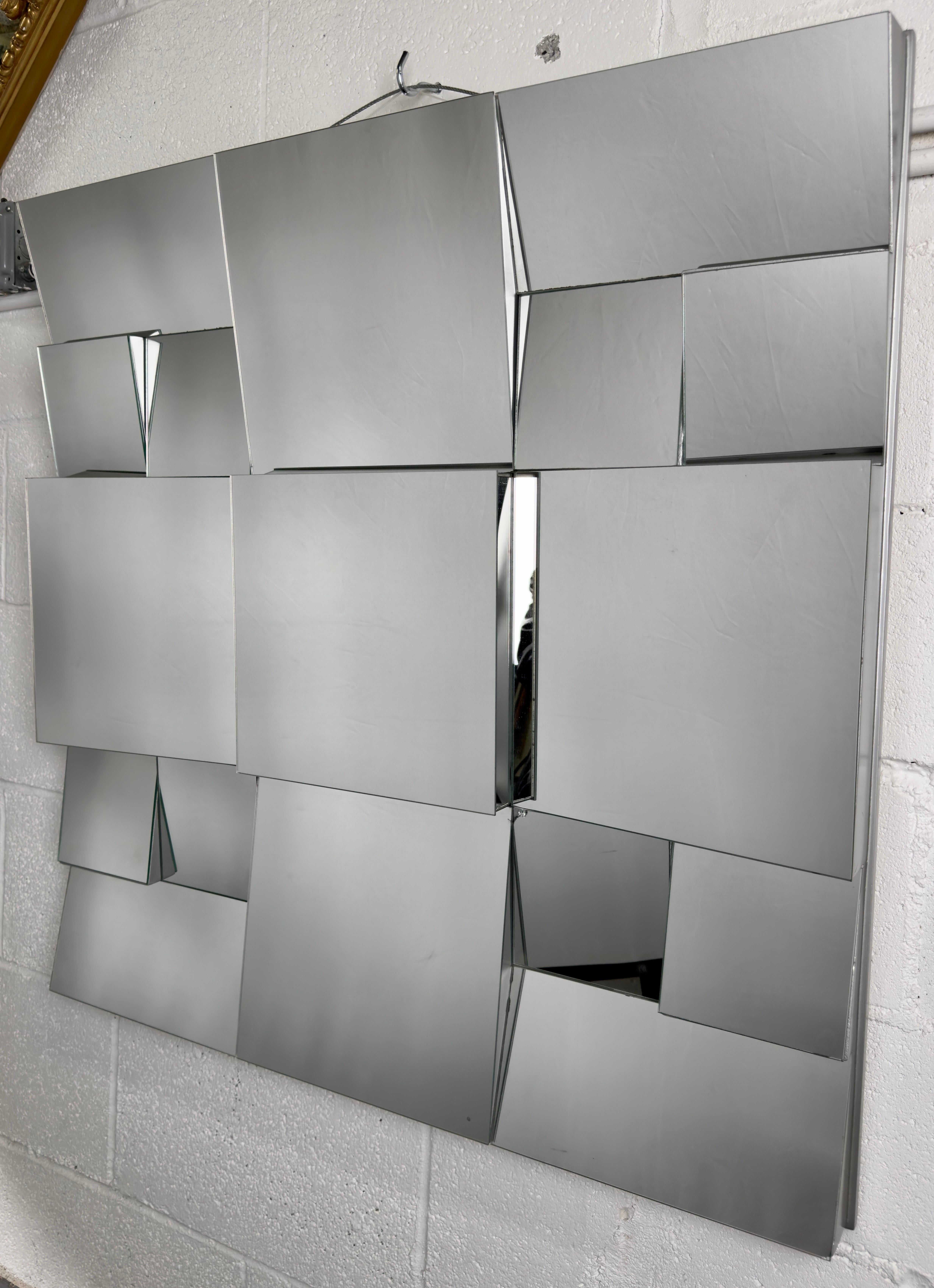 American Neal Small Modern Cubist Multi-faceted Sculptural Wall Mirror  For Sale