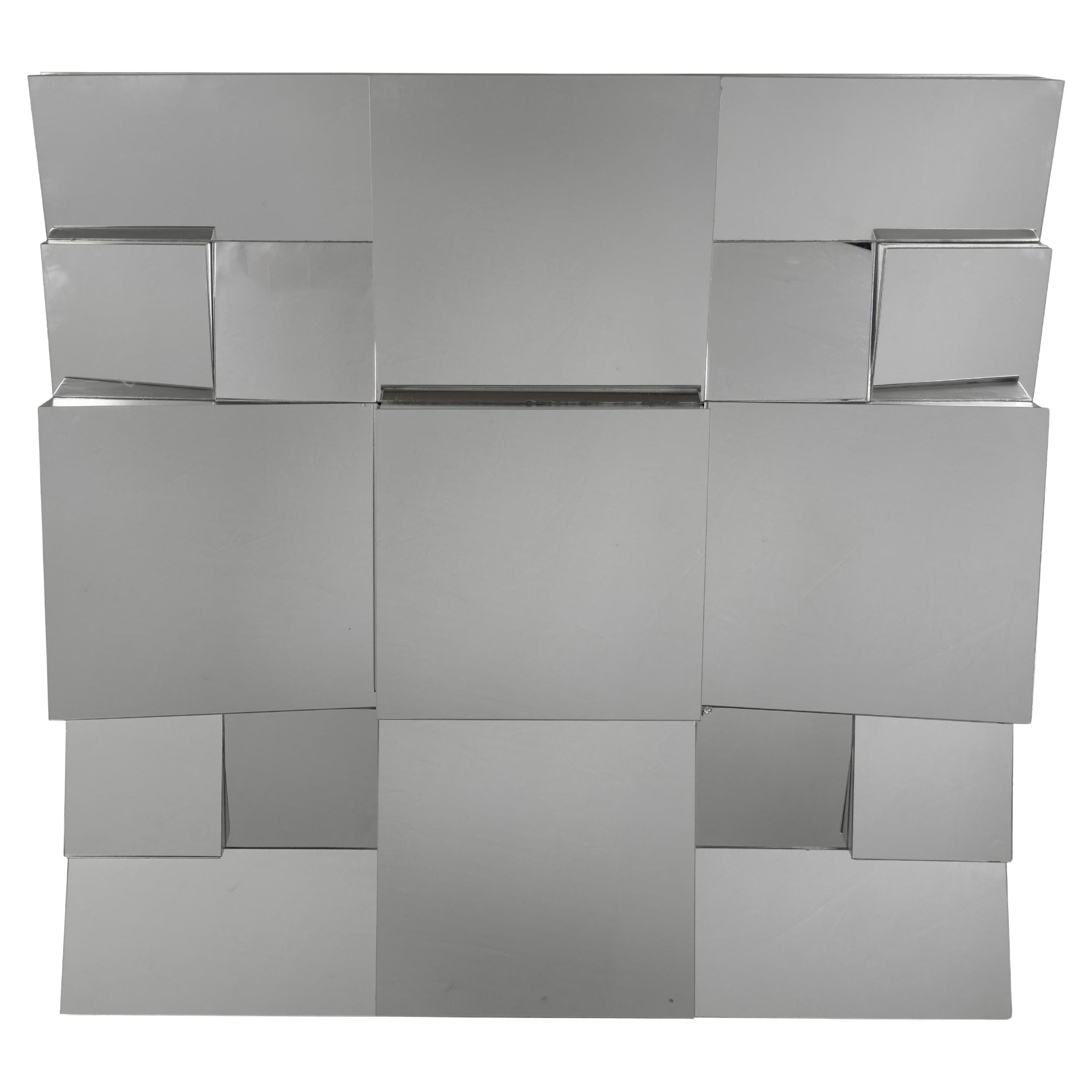 Neal Small Espejo de pared escultórico cubista moderno de múltiples facetas