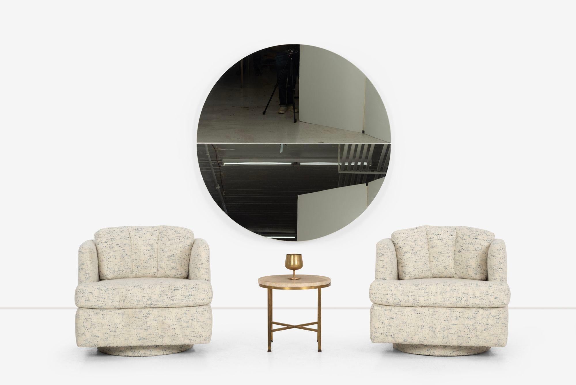 American Neal Small Round Split Wall Mirror For Sale