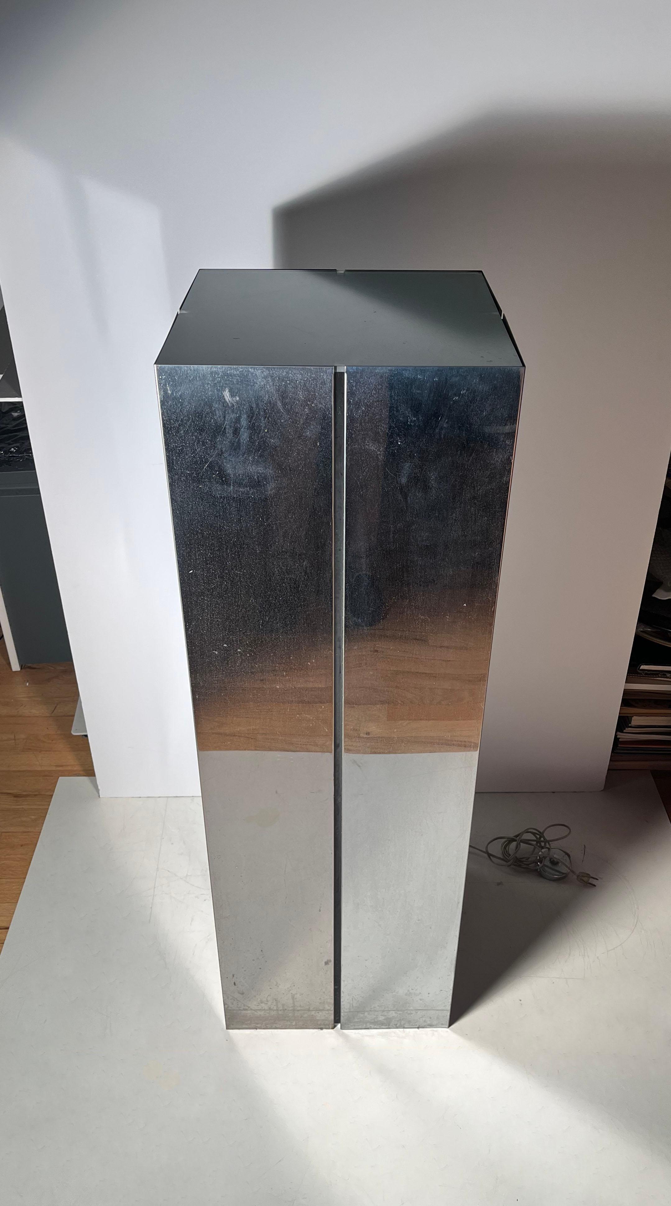 American Neal Small Tall Illuminated Light Pedestal Table Stand for Kovacs For Sale