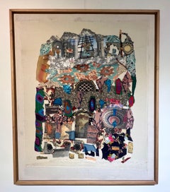 „Abstract Composition I“, Stoffapplikation auf Leinwand, 47 x 39 Zoll, von Neama El Sanhoury