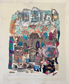 „Abstract Composition I“, Stoffapplikation auf Leinwand, 47 x 39 Zoll, von Neama El Sanhoury