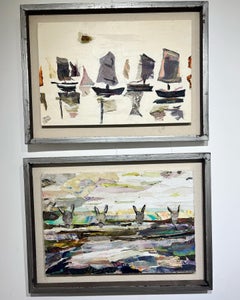 "Quattro muli in fila" Collage astratto 22" x 30" pollici di Neama El Sanhoury