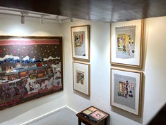 "Inheritance Banner V" FRAMED Textile Painting 24 x 16 in by Neama El Sanhoury