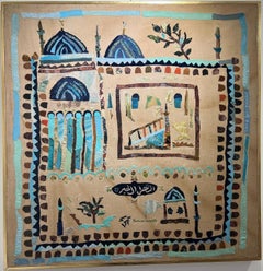 "Islamic Courtyard" Abstract Collage 37" x 33" inch by Neama El Sanhoury