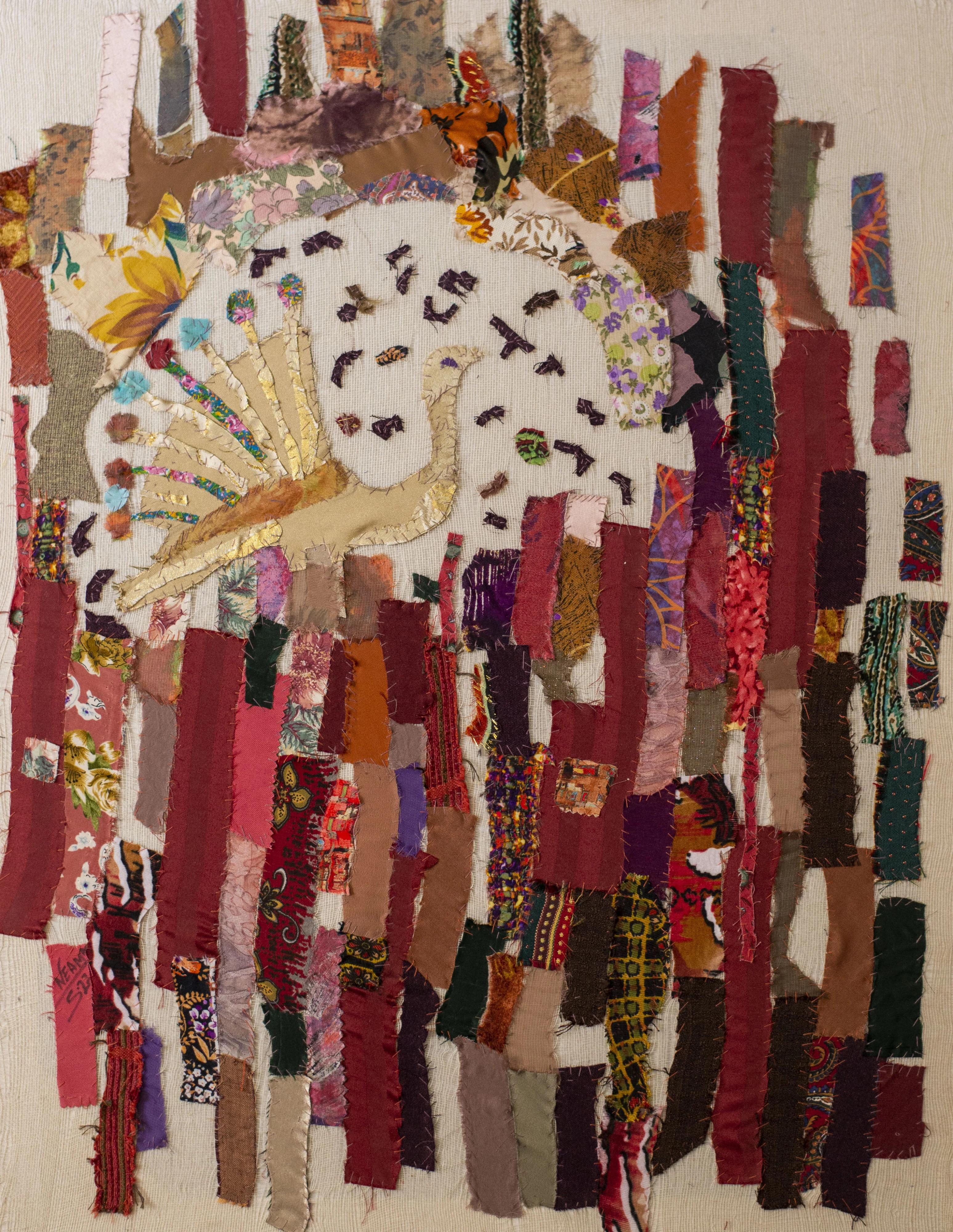 Peinture textile "Phoenix" 28" x 22" pouces par Neama El Sanhoury