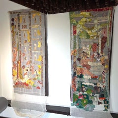 "Tela de gaitero" Pintura textil 114" x 35" pulgadas por Neama El Sanhoury