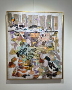 "Waterfowl" Abstract Collage 39" x 31" inch by Neama El Sanhoury