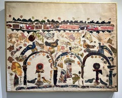 Collage astratto "Uccelli del Tempio" 35" x 41" pollici di Neama El Sanhoury