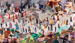 "Bustling Streets" Abstract Collage 24" x 47" inch by Neama El Sanhoury