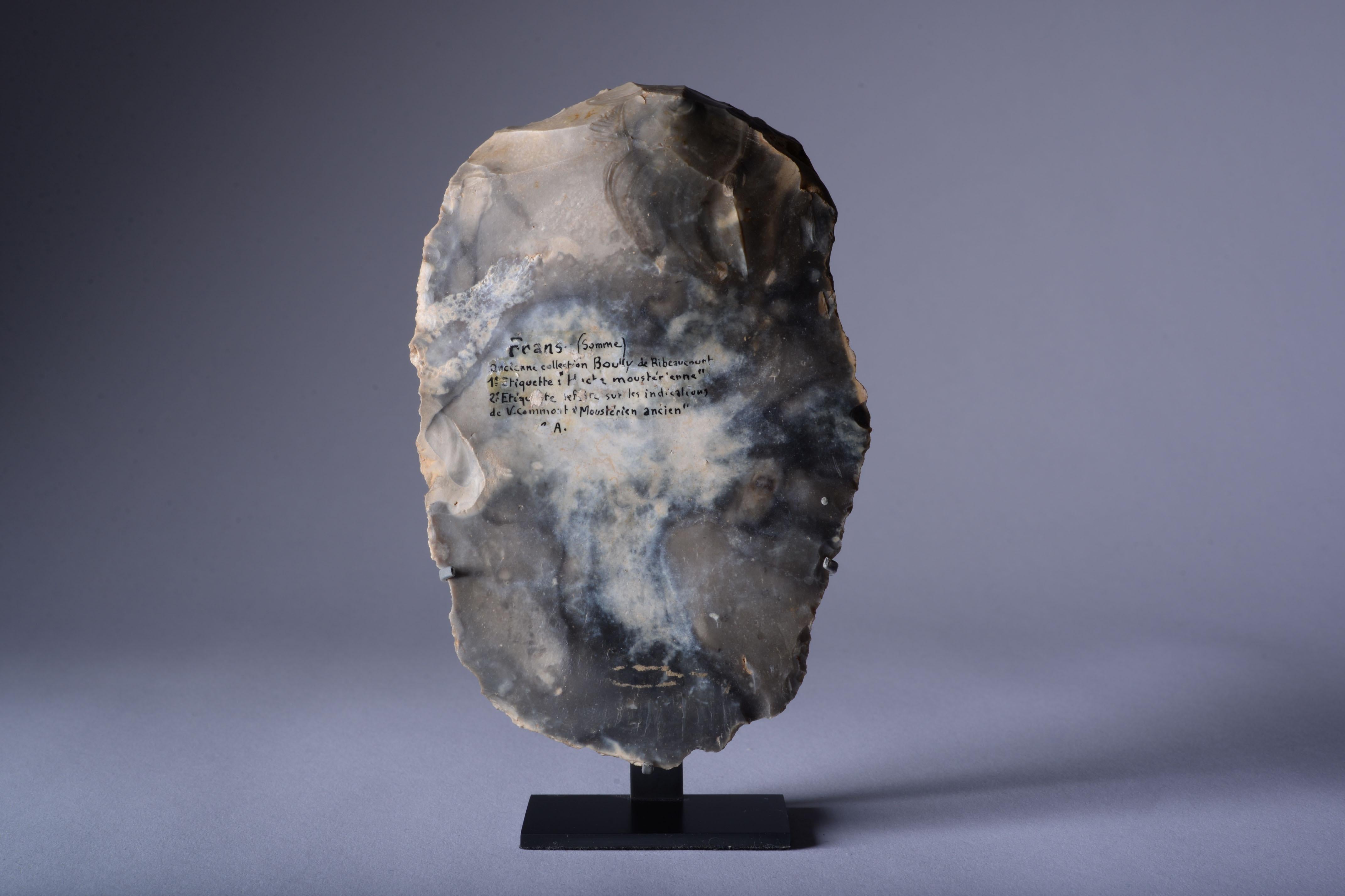 Un nucleo di selce Levallois, proveniente da Fransu, Somme, Francia settentrionale
Paleolitico medio, Musteriano, circa 100.000-40.000 anni fa

Un manufatto meravigliosamente tattile, che offre uno sguardo sull'ingegnosità della costruzione di