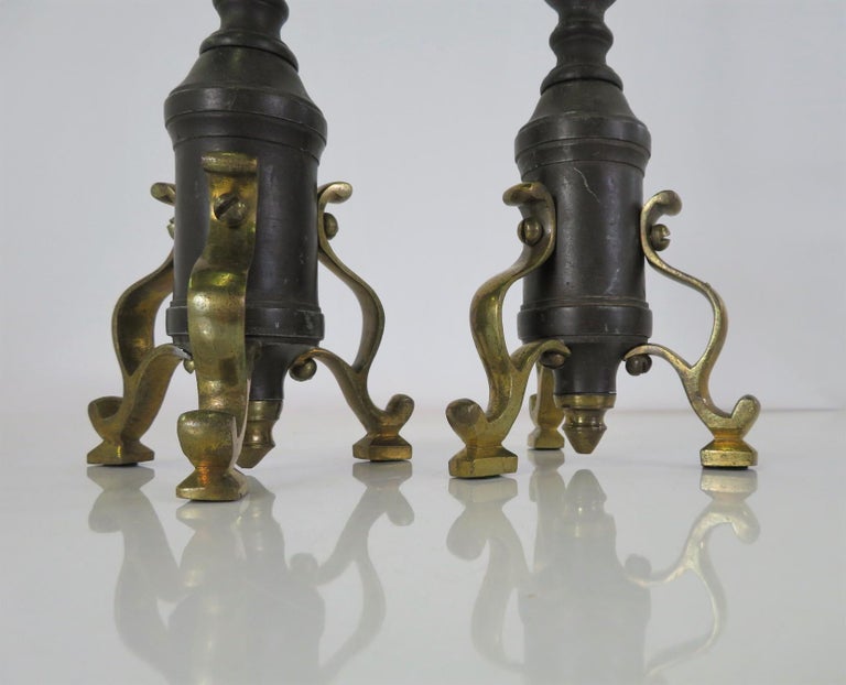 Neapolitan 18th Century Late Baroque Pair of  Bronze Altar Candlesticks For Sale 3