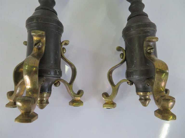 Neapolitan 18th Century Late Baroque Pair of  Bronze Altar Candlesticks For Sale 5