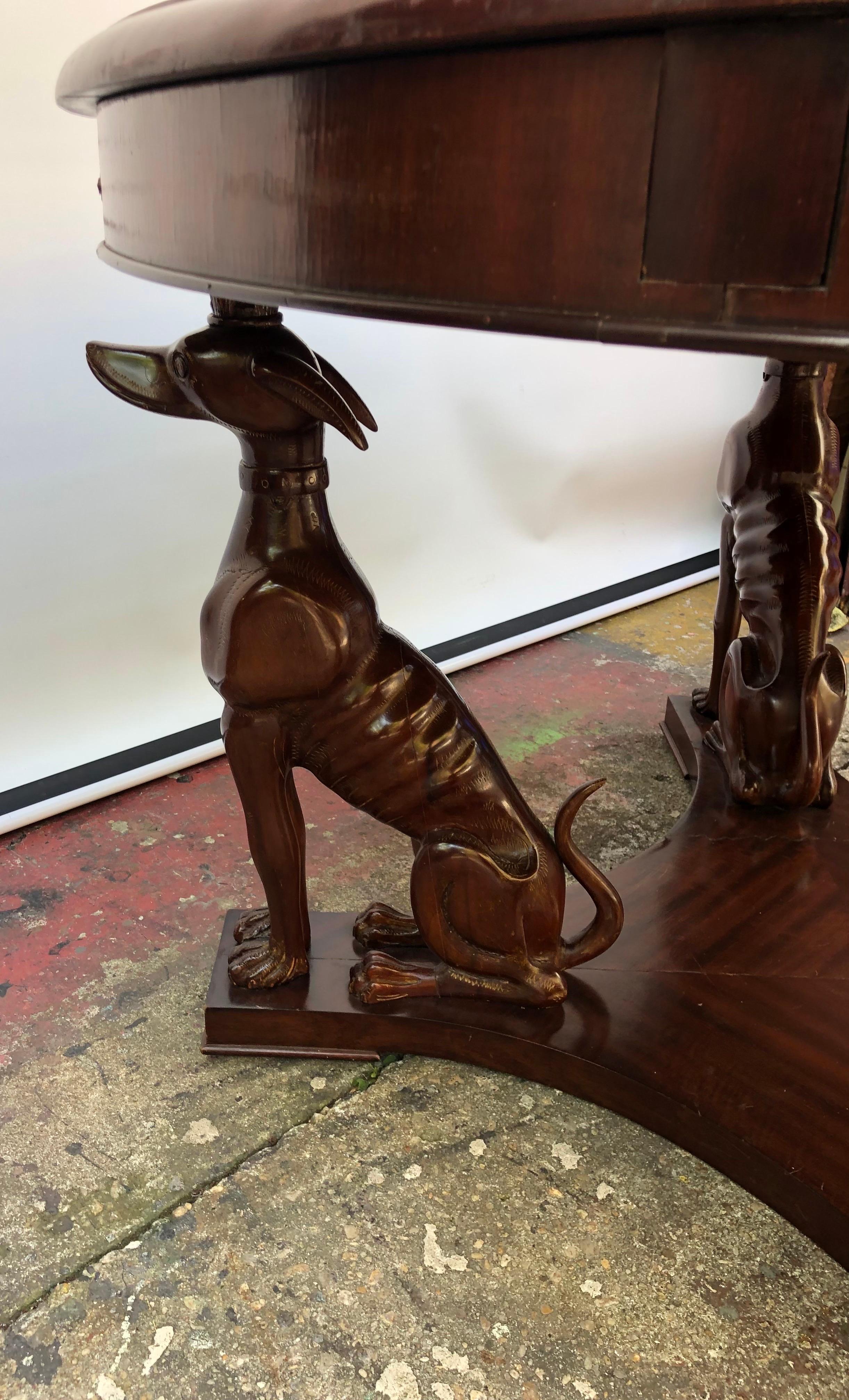 Neapolitan Art Deco Whippet Center/Dining Table with Bronze Mounts, Early 20th C For Sale 4