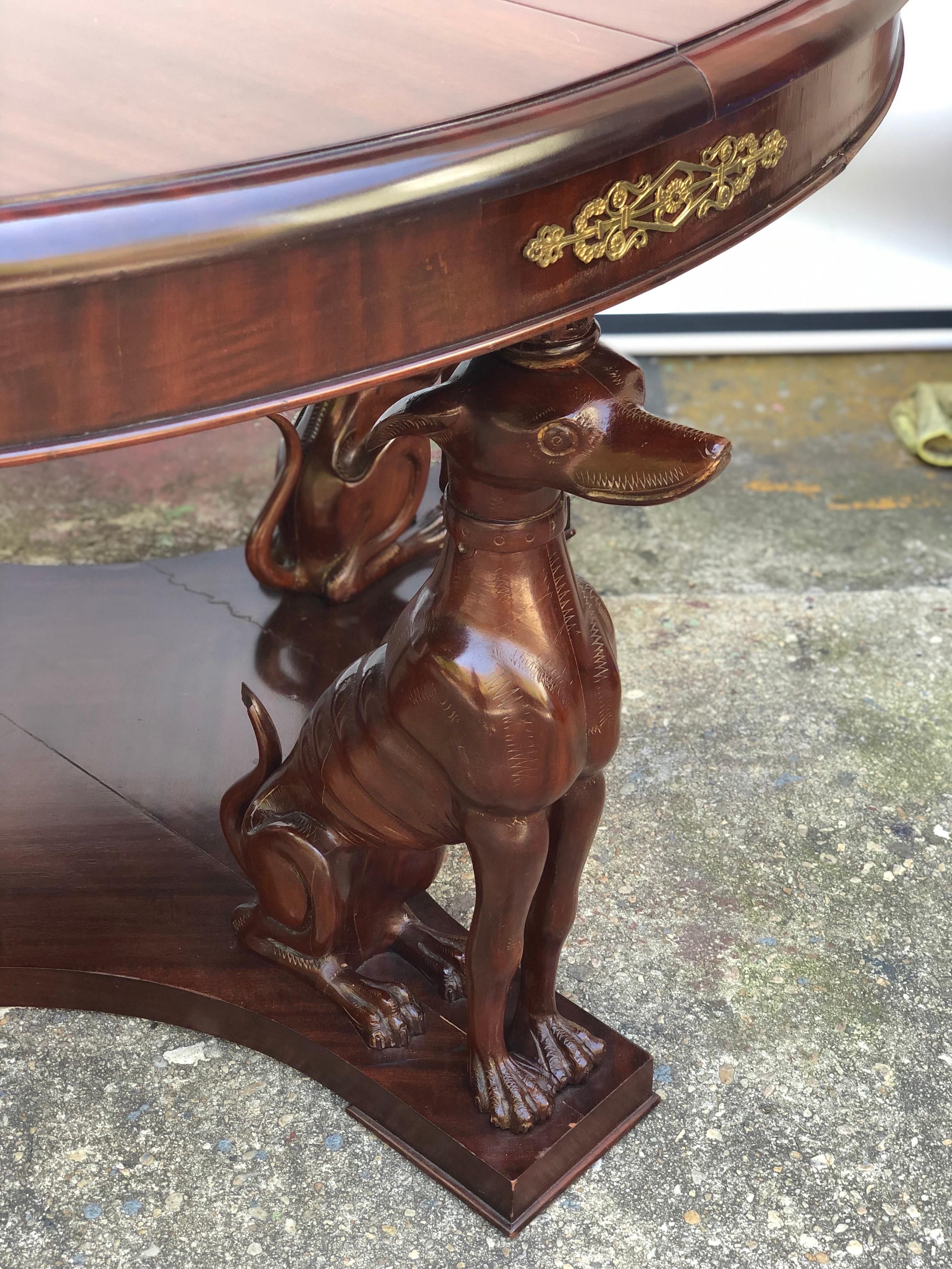 Neapolitan Art Deco Whippet Center/Dining Table with Bronze Mounts, Early 20th C For Sale 1