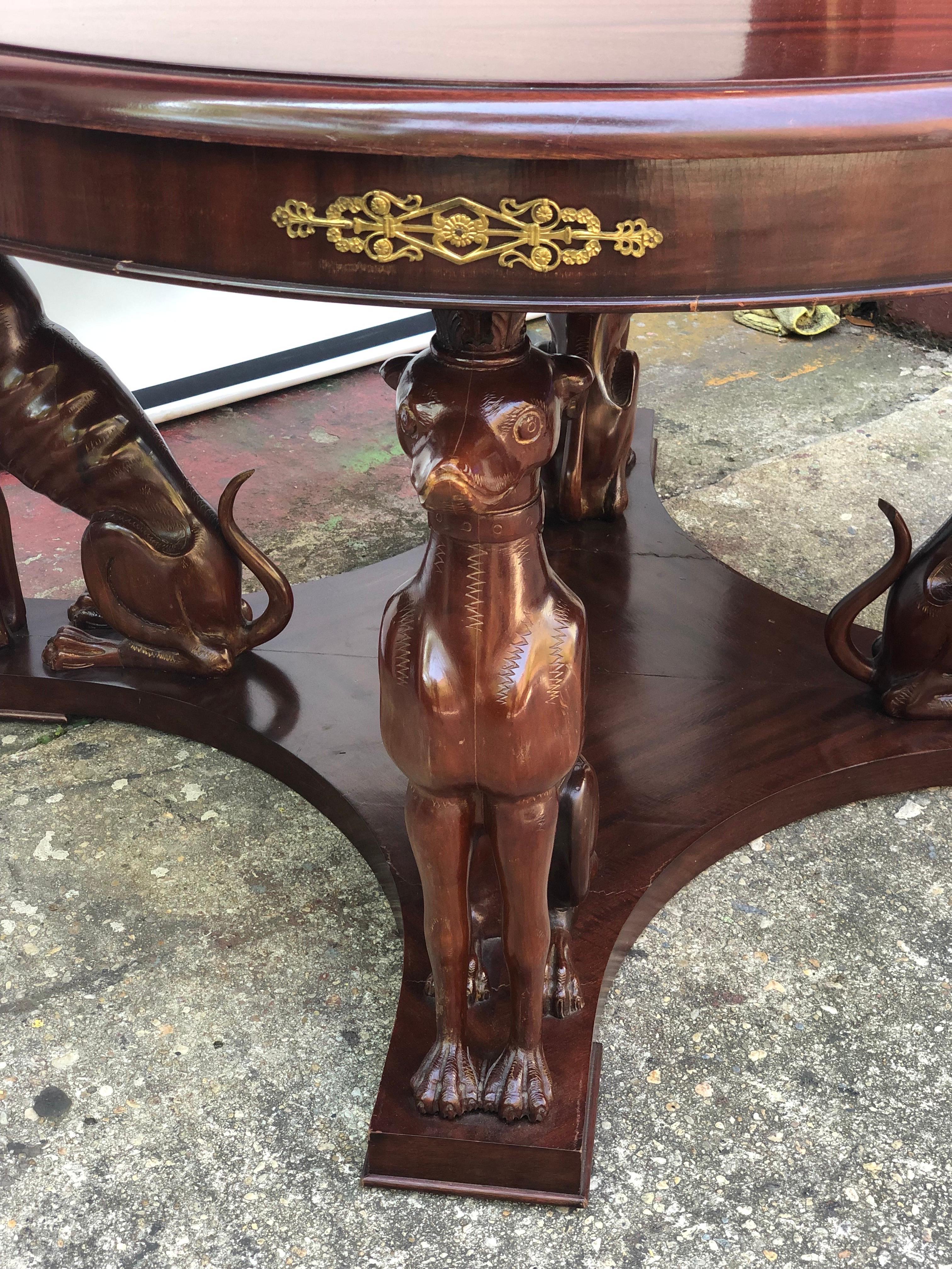 Neapolitan Art Deco Whippet Center/Dining Table with Bronze Mounts, Early 20th C For Sale 2