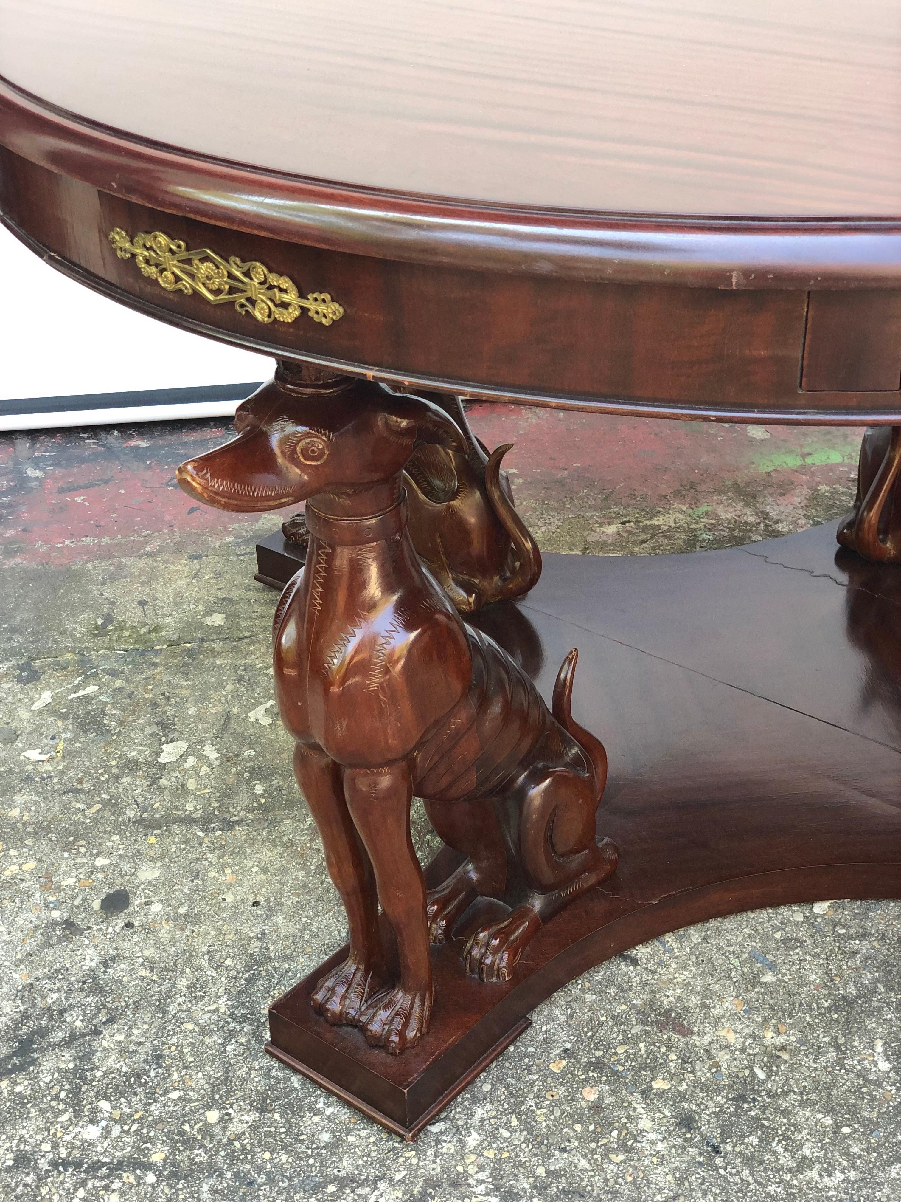 Neapolitan Art Deco Whippet Center/Dining Table with Bronze Mounts, Early 20th C For Sale 3