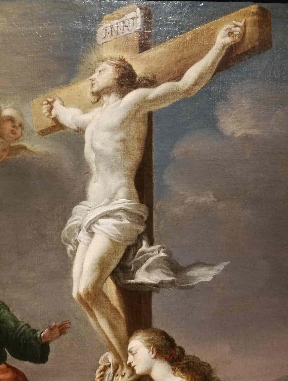 Rococo Neapolitan Crucifixion Religious Painting 18 century oil canvas For Sale 4