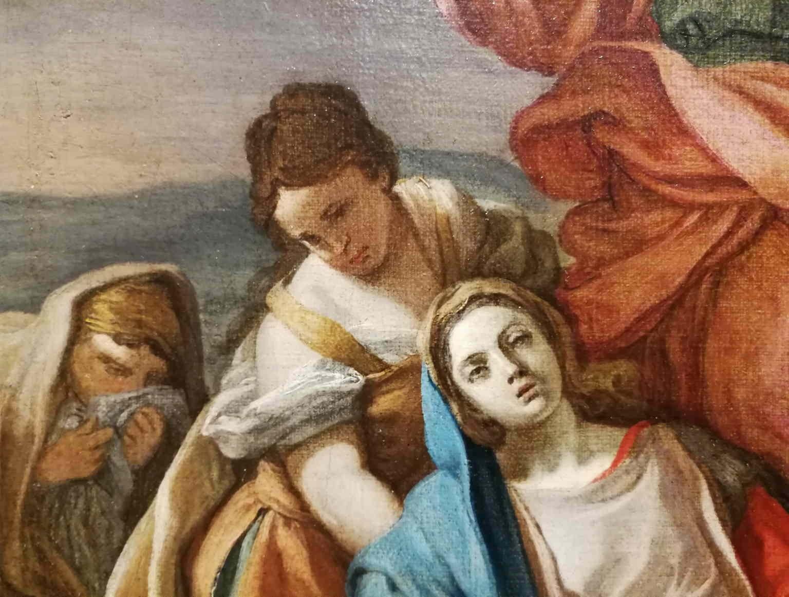 Rococo Neapolitan Crucifixion Religious Painting 18 century oil canvas For Sale 1