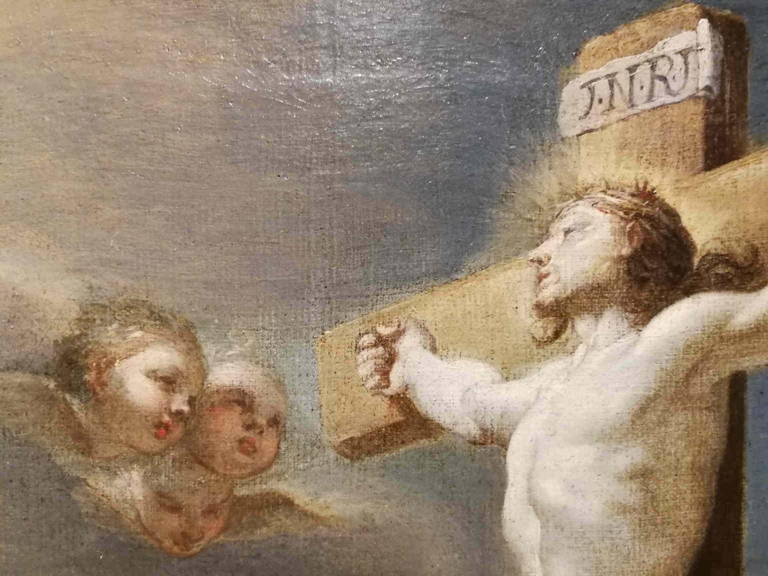 Rococo Neapolitan Crucifixion Religious Painting 18 century oil canvas For Sale 2
