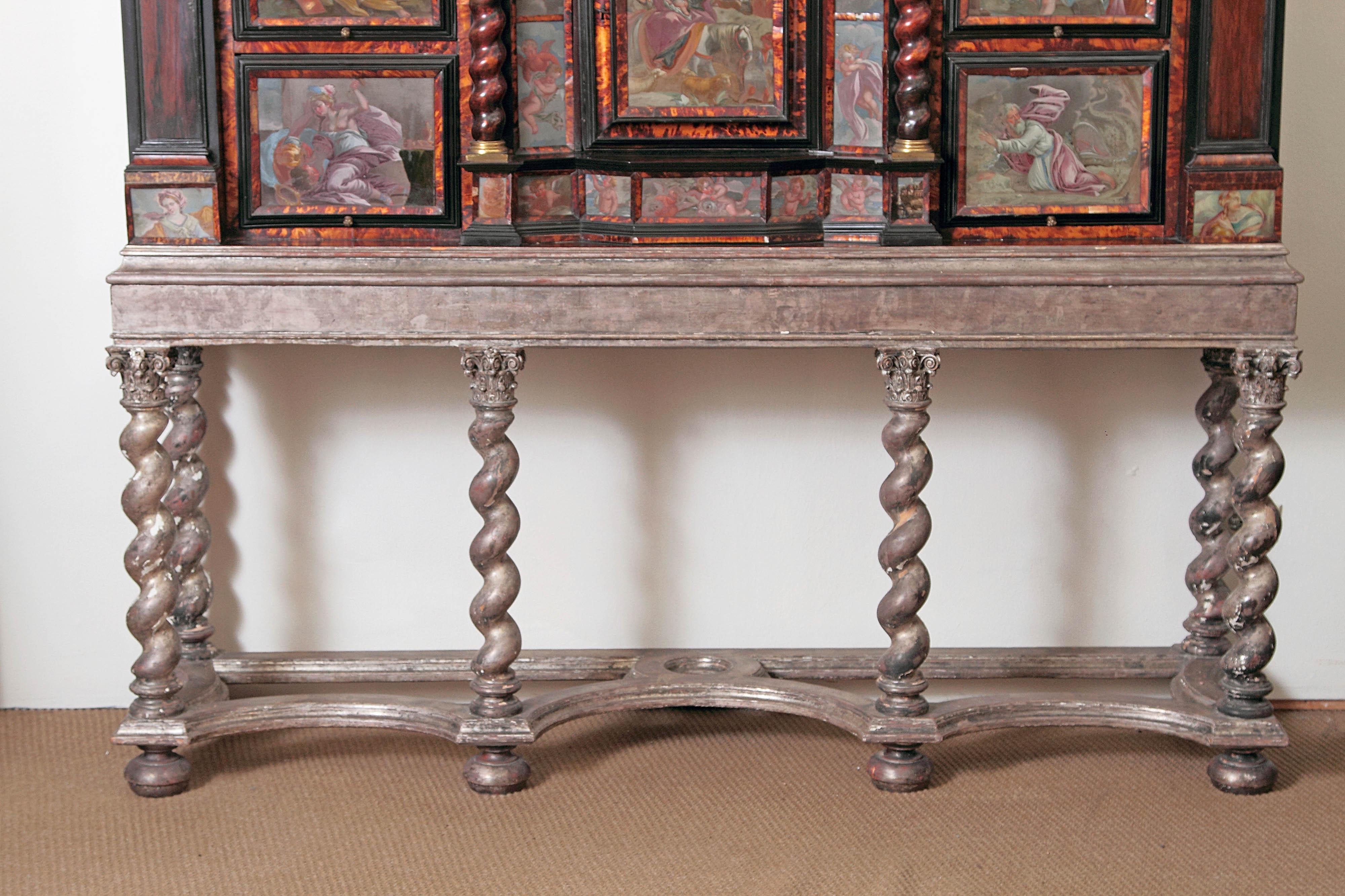 Italian Neapolitan Baroque Cabinet of Curiosities / Tortoise and Ebony with Egliomise