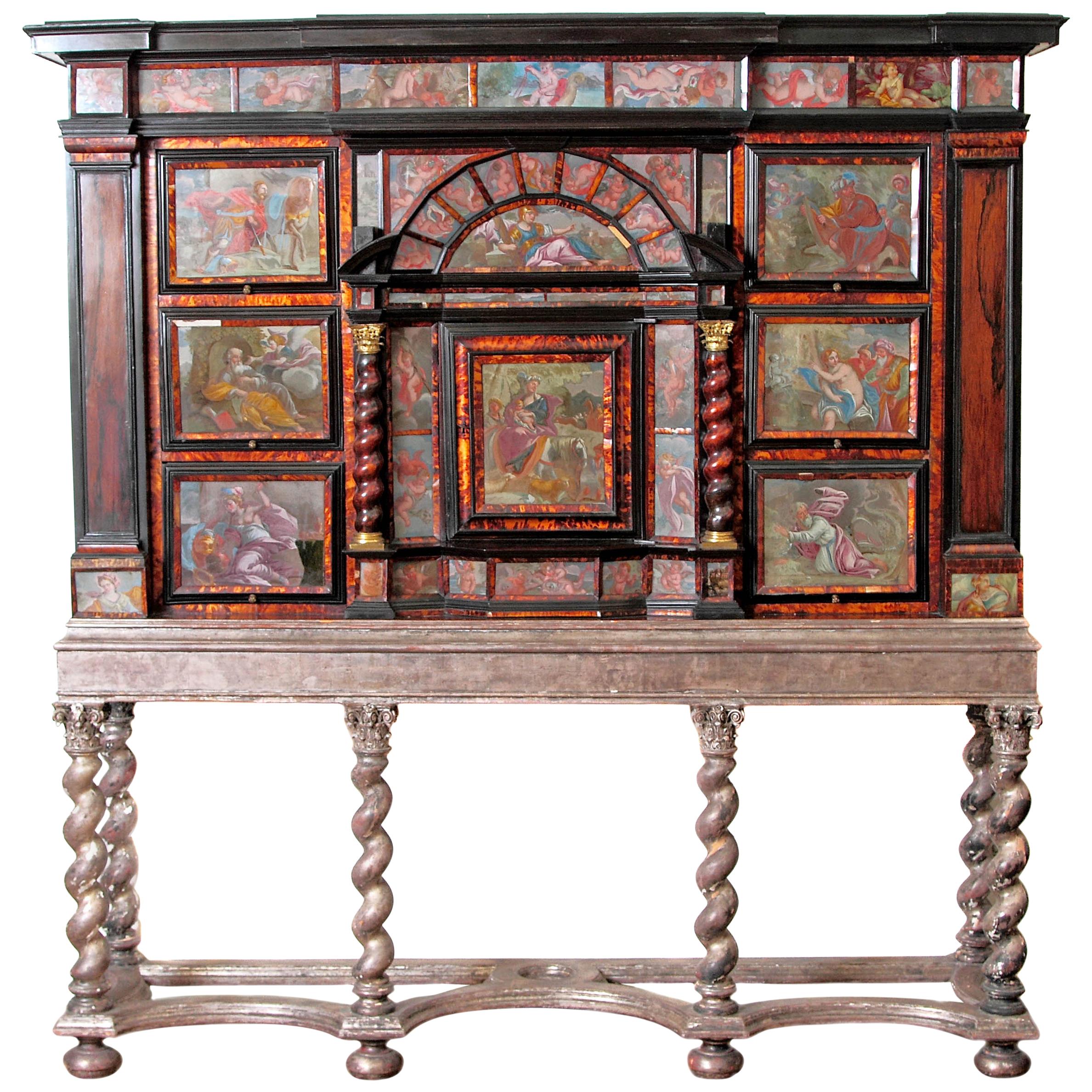Neapolitan Baroque Cabinet of Curiosities / Tortoise and Ebony with Egliomise