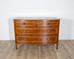 Neapolitan Chest of Drawers in Walnut with Plum Wood Inlay, Italy, 19th Century