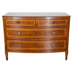 Neapolitan Chest of Drawers in Walnut with Plum Wood Inlay, Italy, 19th Century