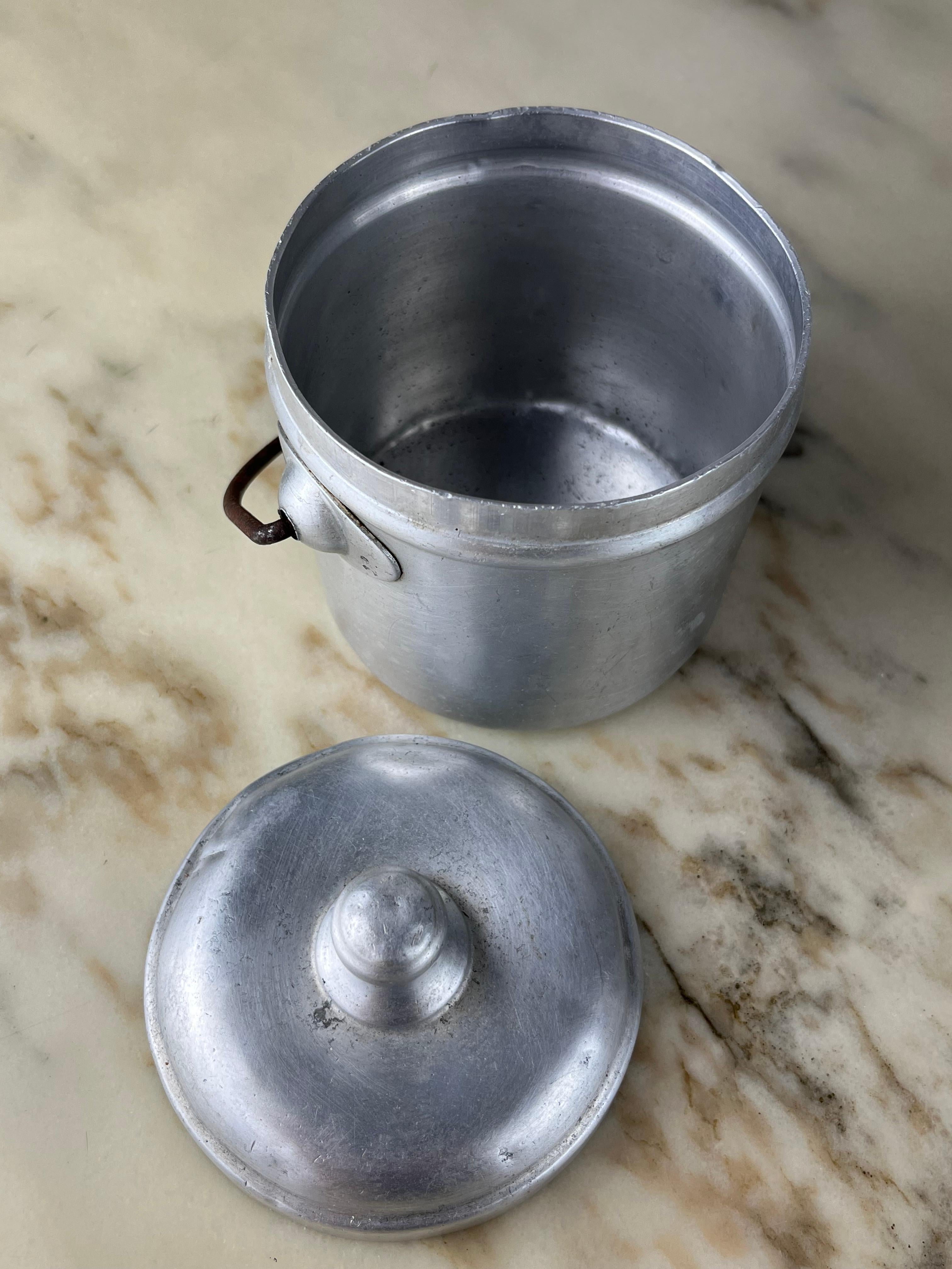 Set of 5 Aluminum Neapolitan Coffee Maker and Other Objects, Italy, 1940s For Sale 4