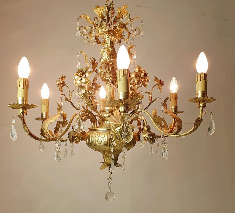 Neapolitan Rococo Neapolitan Gold Rococo Chandelier For Sale at 1stDibs