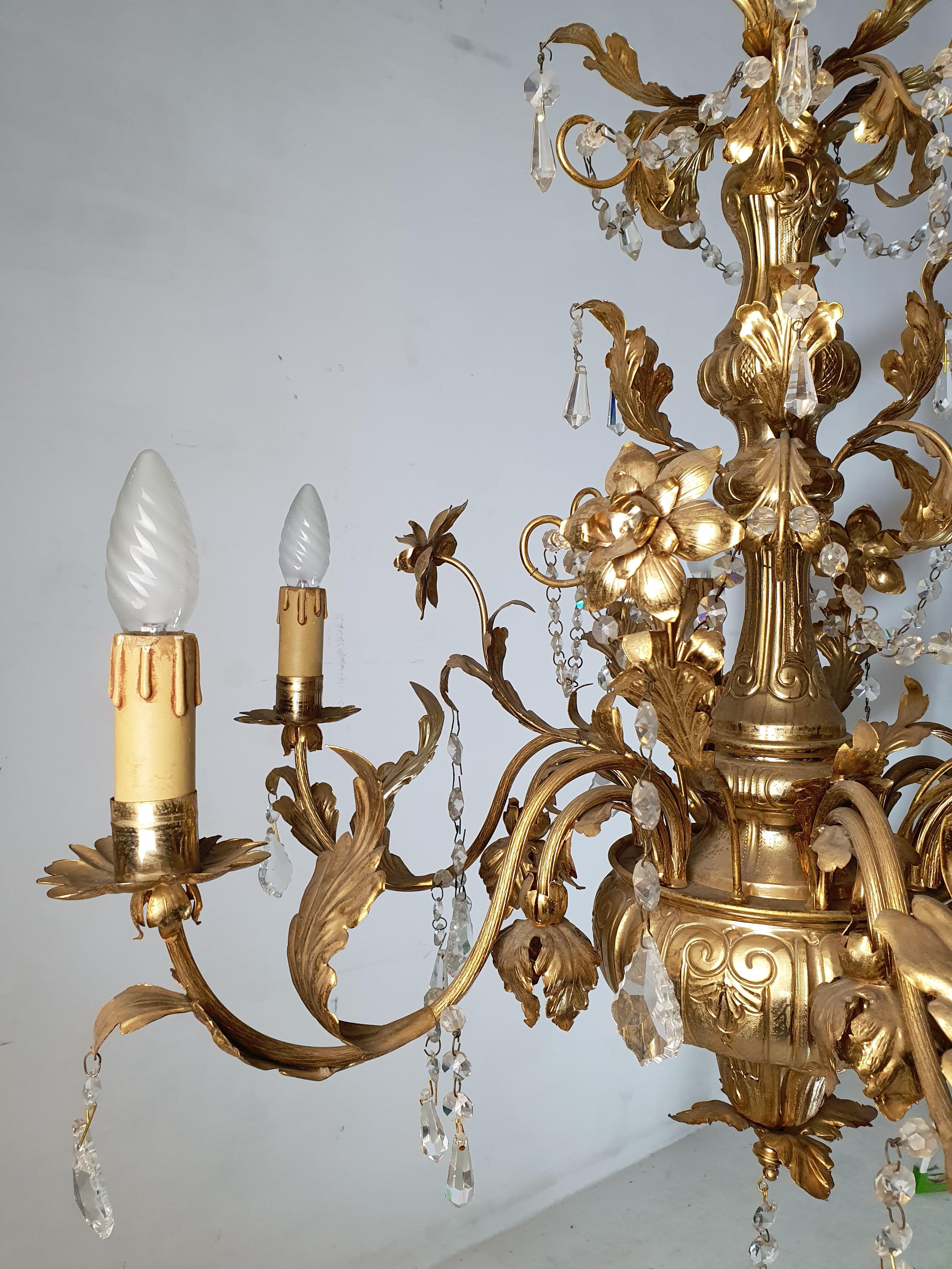 20th Century Neapolitan Gold Rococo Chandelier