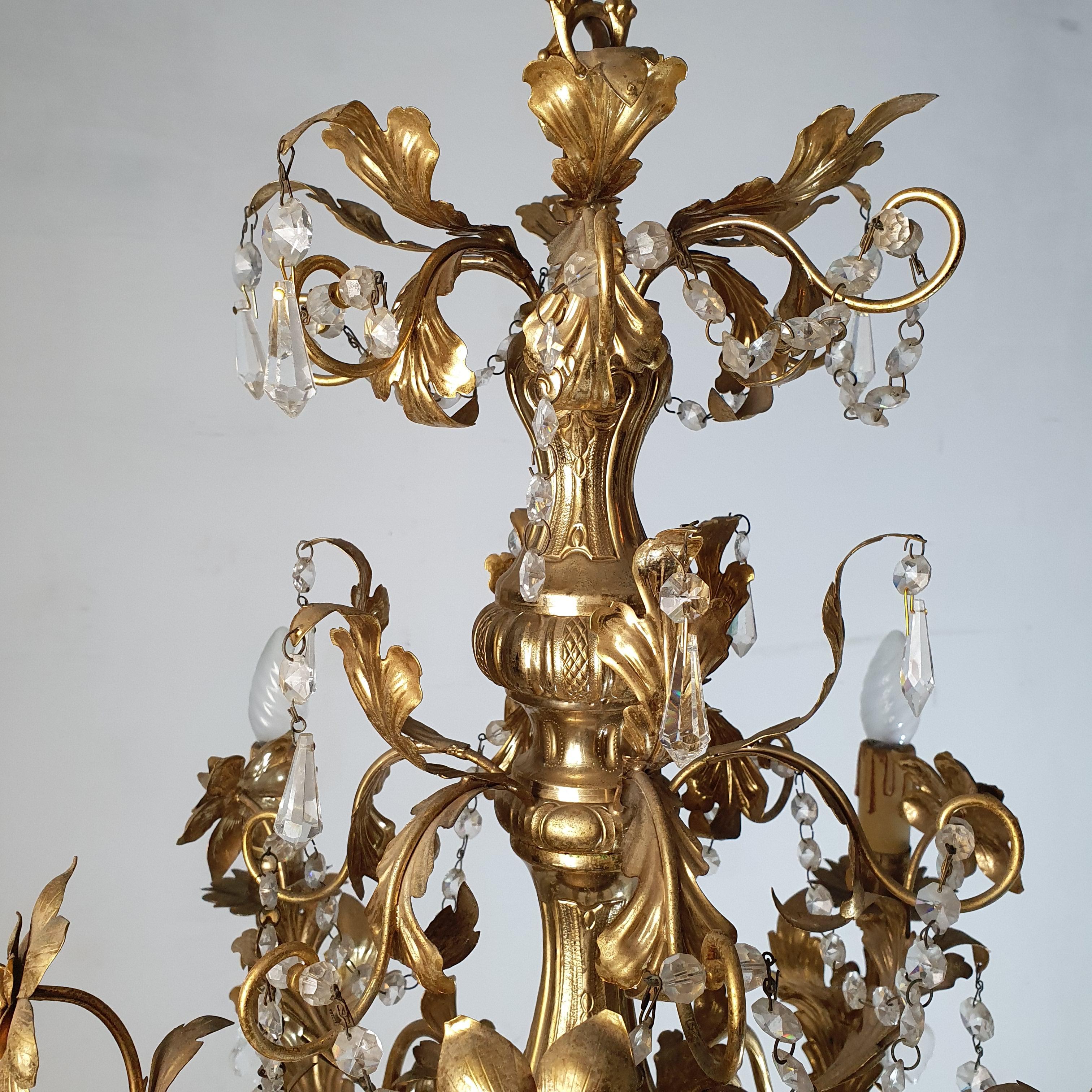 Aluminum Neapolitan Gold Rococo Chandelier