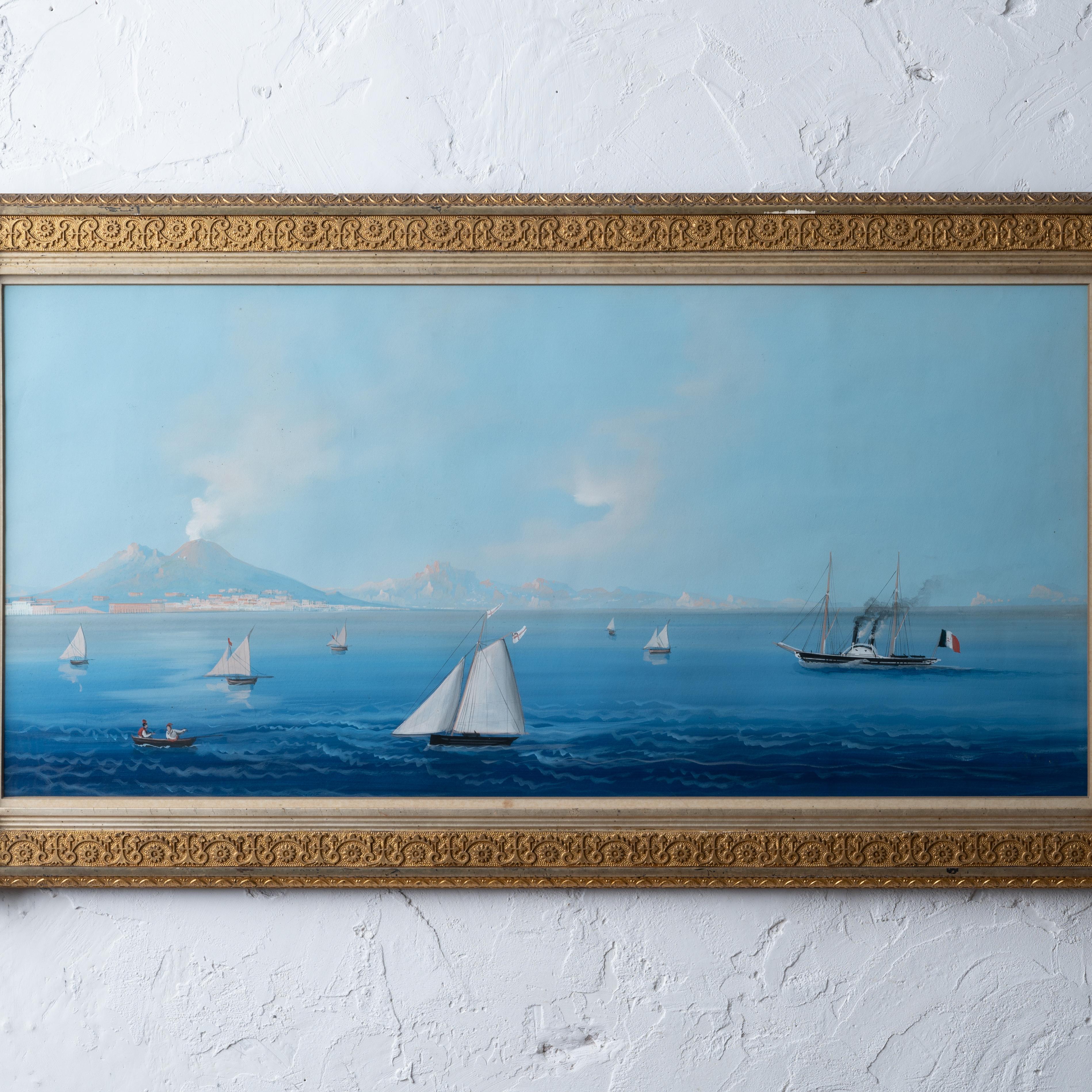 Italiano Guazzo napoletano Eruzione del Vesuvio, 1830 ca. in vendita