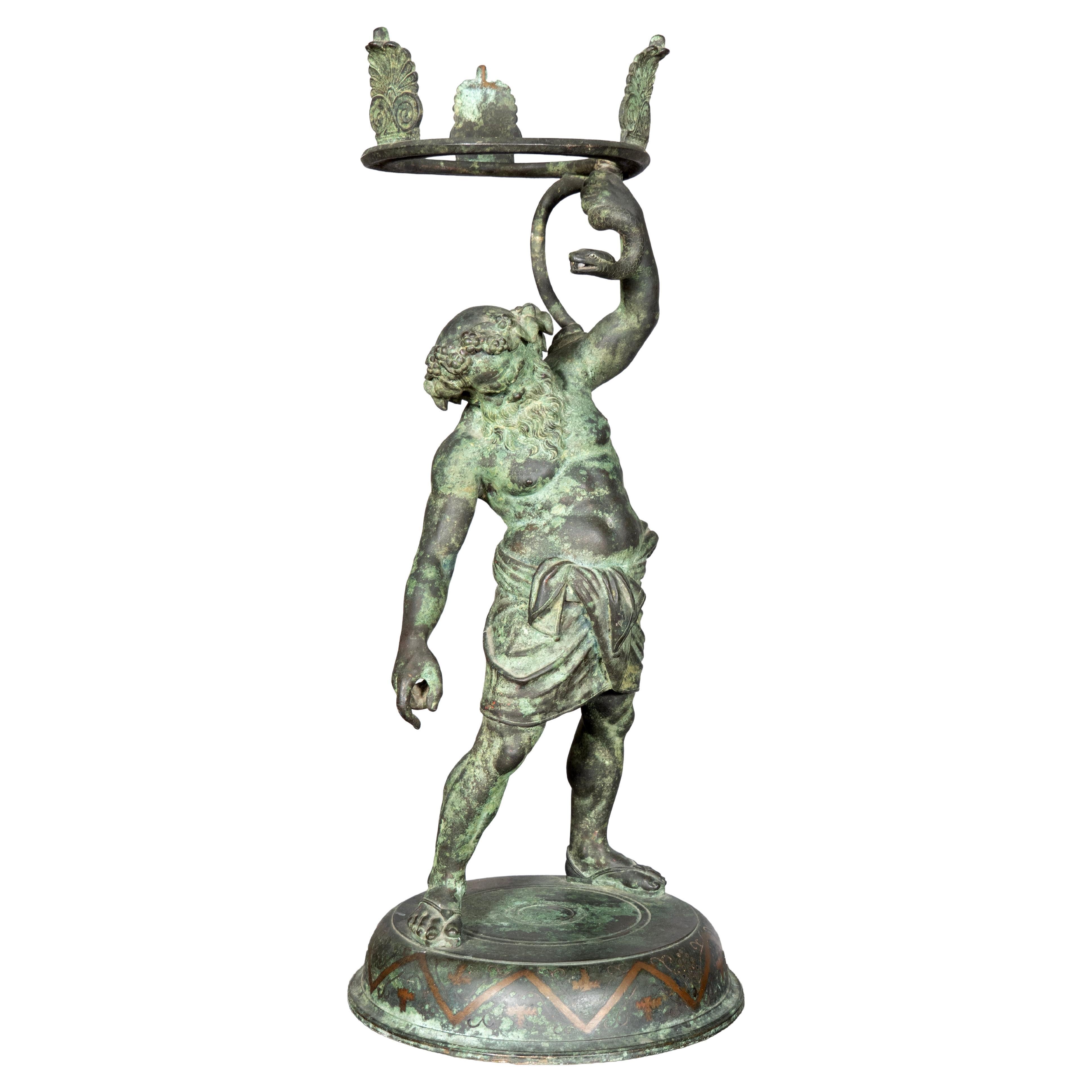 Bronzo del Grand Tour Napoletano di Sileno dopo l
Antico