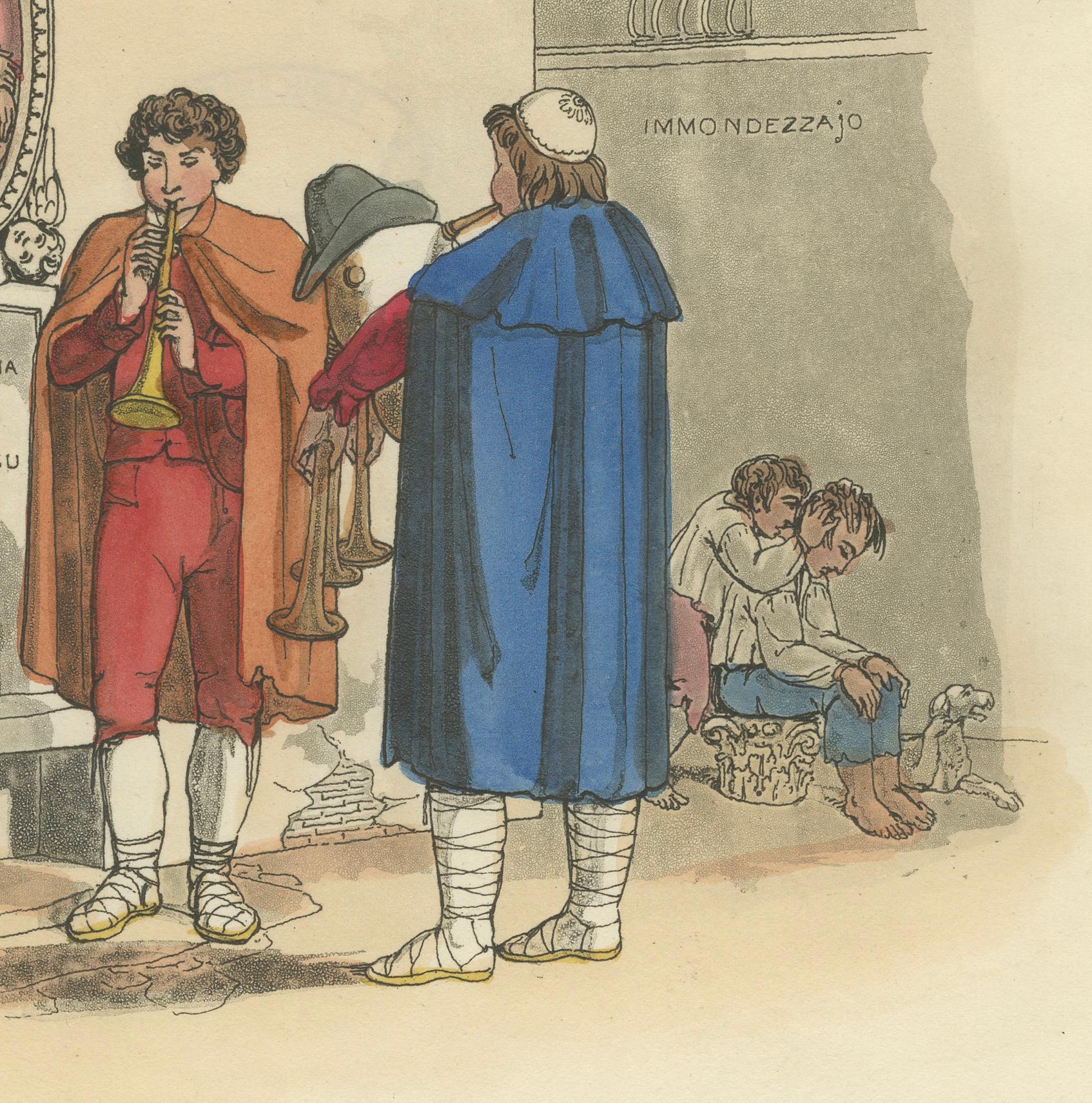 Gravé Pèlerins napolitains - Gravure à l'eau-forte de 1819 de Pinelli & Bridgens en vente
