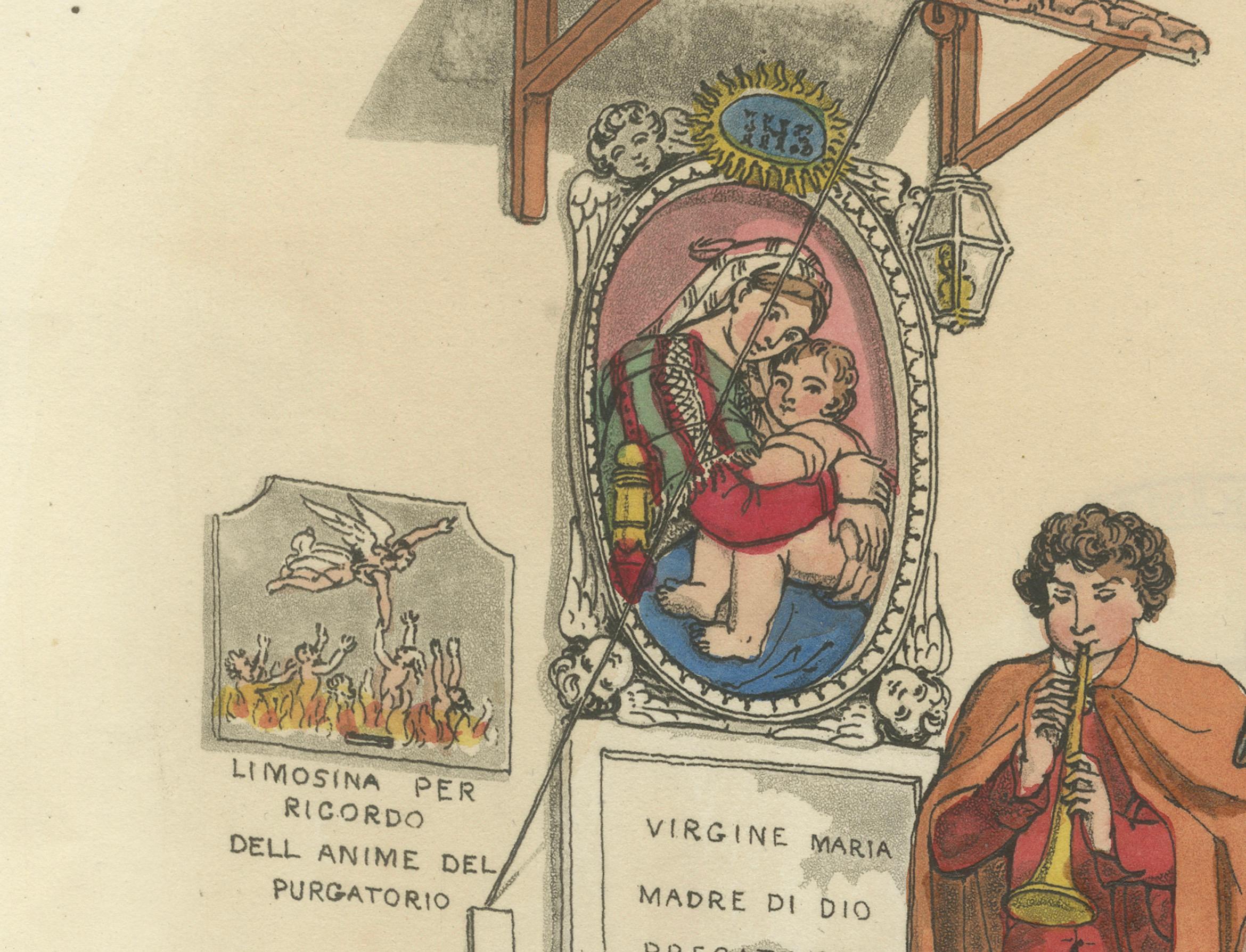Début du XIXe siècle Pèlerins napolitains - Gravure à l'eau-forte de 1819 de Pinelli & Bridgens en vente
